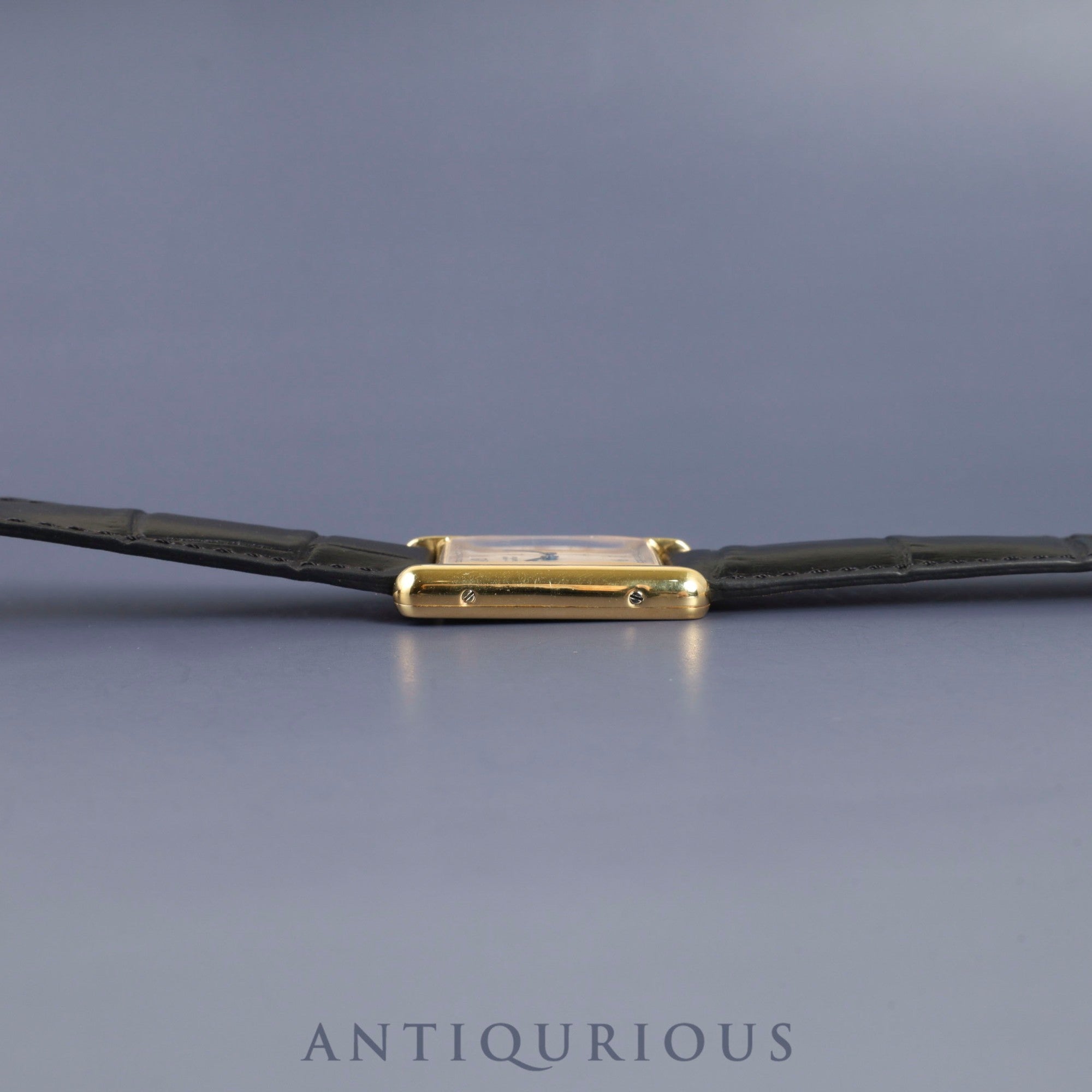 Cartier Must Tank LM 590005 Quartz Caliber - SV925 Leather Strap with Genuine D-Buckle (GP) Arabic Dial Circa 1982-1995 Overhauled and Finished to New