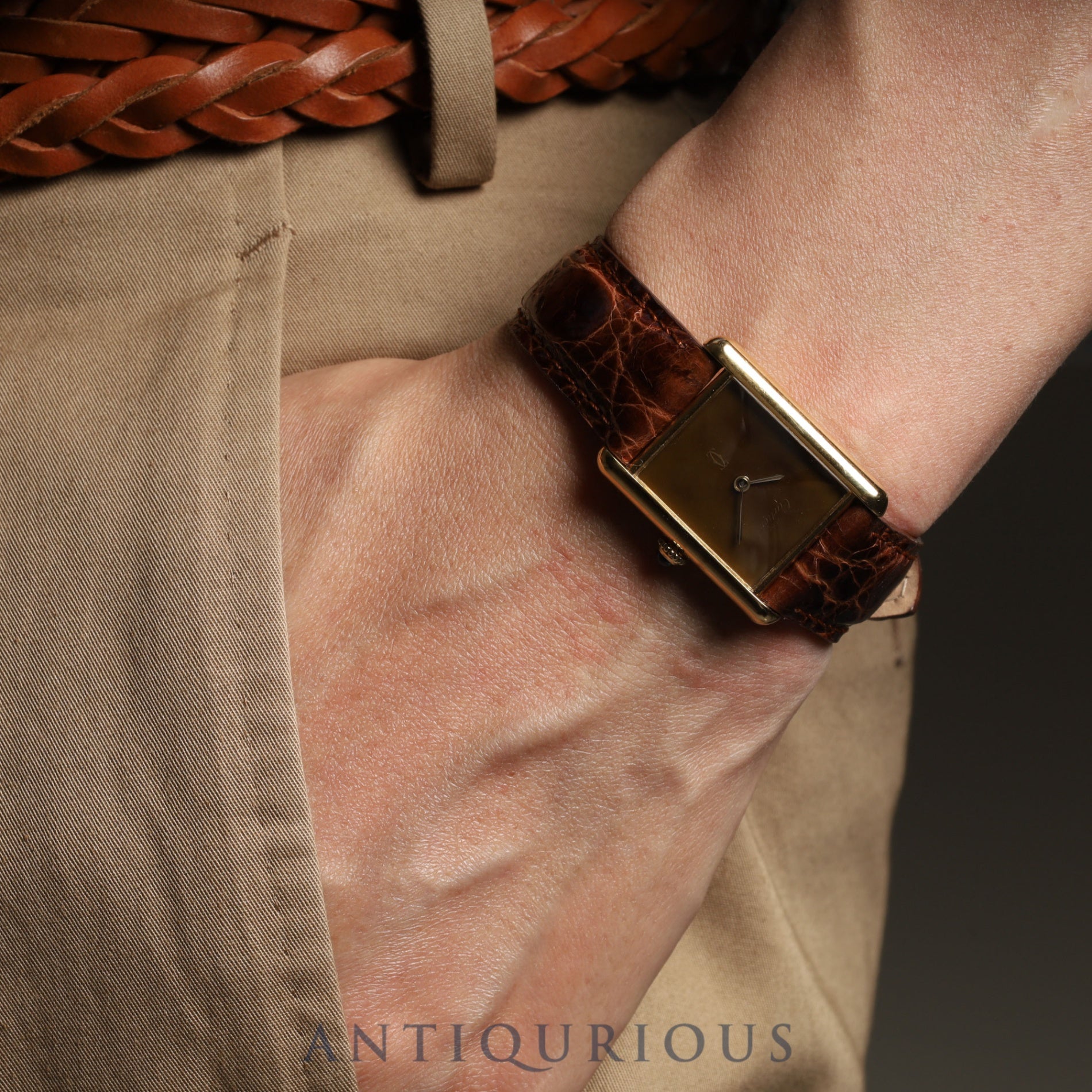 Cartier Must Tank LM Manual winding 925 Leather Genuine buckle (GP) Brown mahogany dial 1983 International lifetime warranty Cartier boutique complete service