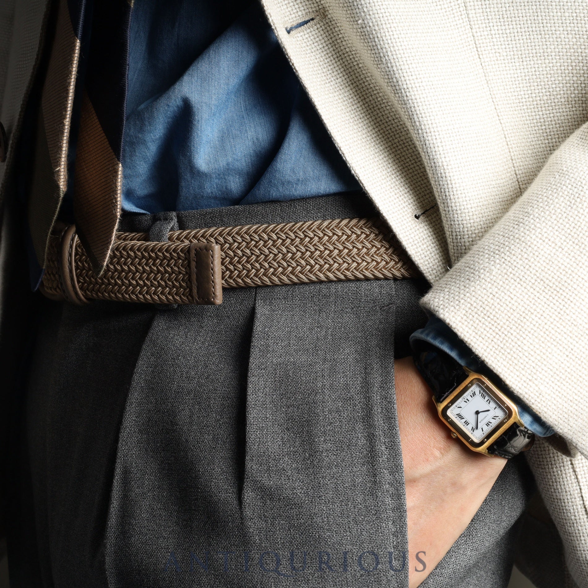 Cartier Santos-Dumont LM 9606 Manual winding Cal.21 750 Leather Genuine buckle (GP) White Roman dial Overhauled