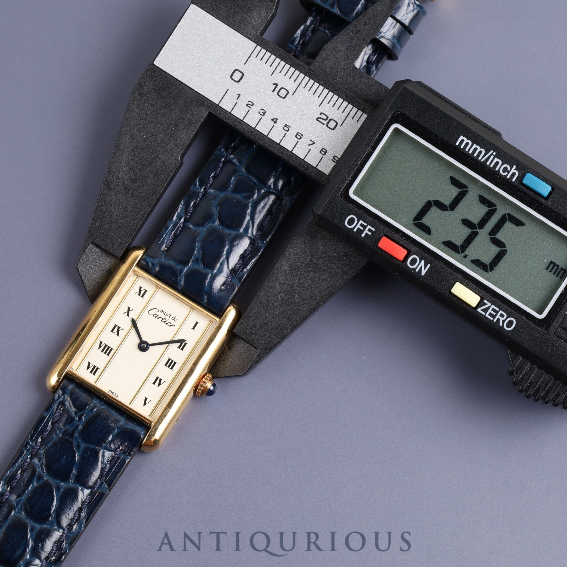 Cartier Must Tank LM 590005 Quartz Cal.90 SV925 Leather Genuine Buckle (GP) Straight Roman Dial Overhauled Newly Finished