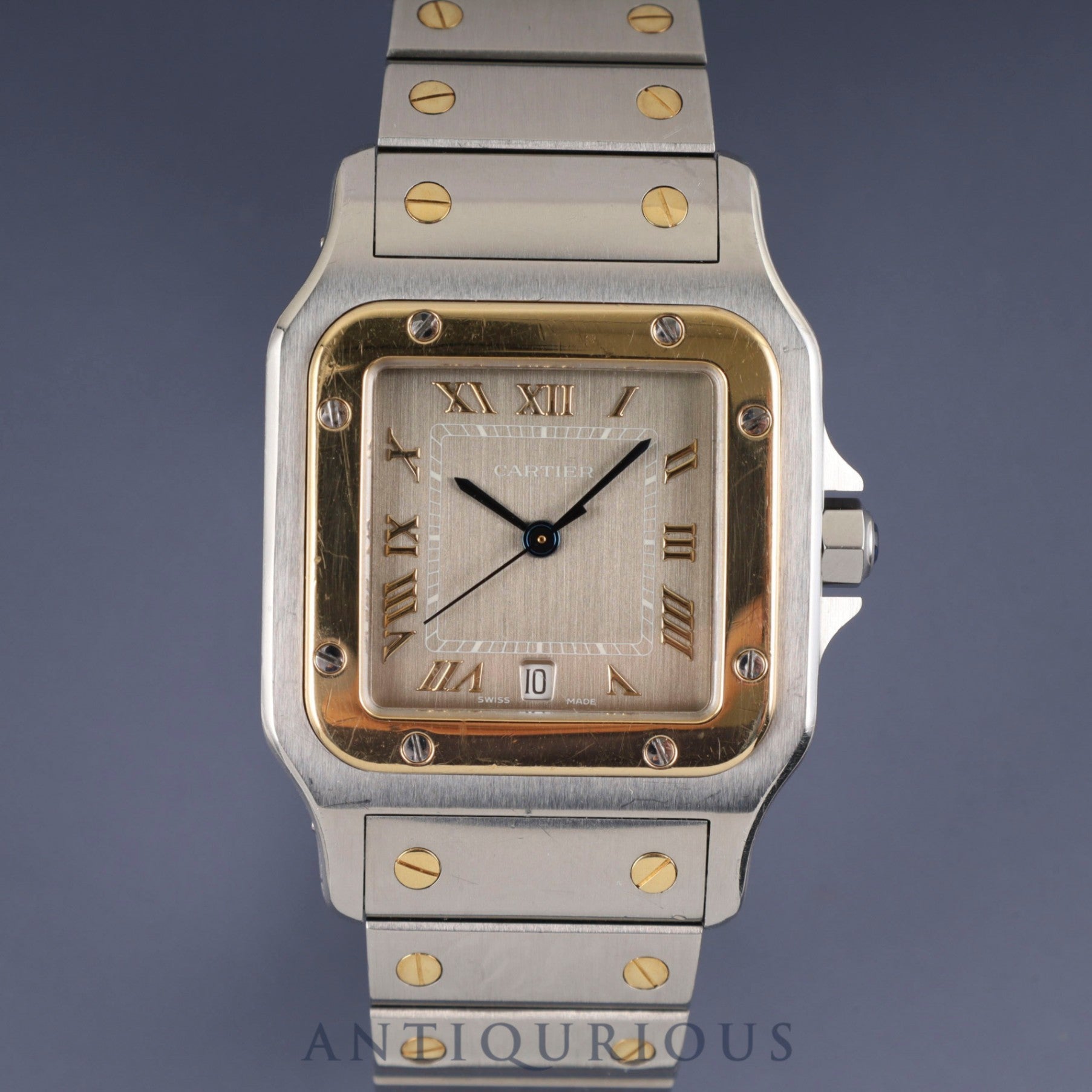 Cartier Santos Galbee LM W20030C4 / 1566 Quartz Cal.87 Stainless Steel/Yellow Gold with Gray Dial, Overhauled