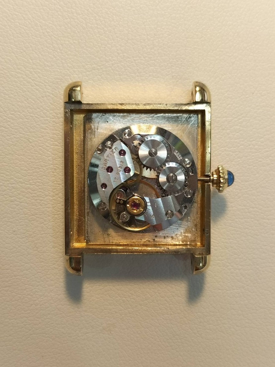 カルティエ マストタンク LM 手巻き SV925 革 純正尾錠(GP)アイボリーローマン文字盤 オーバーホール済み