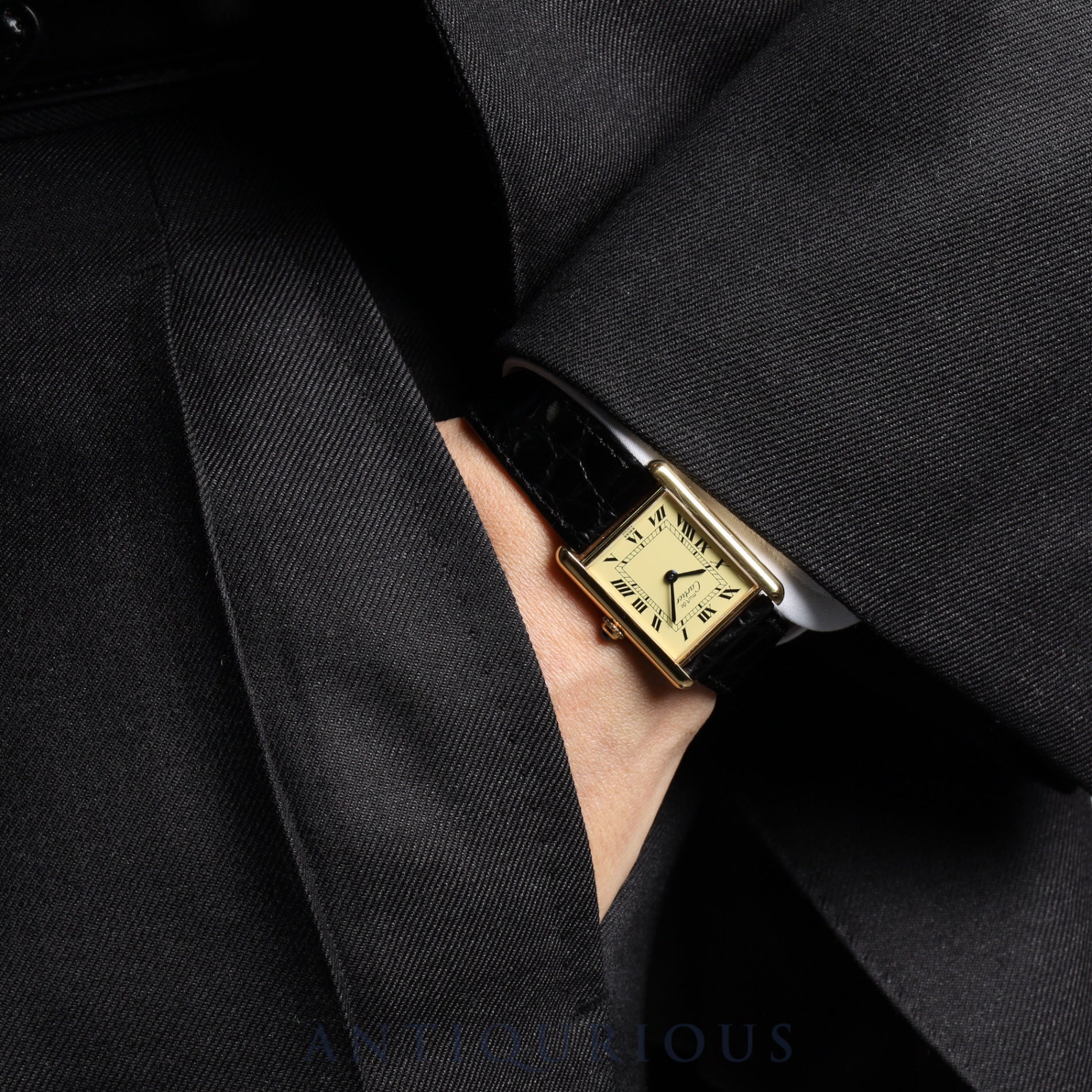 Cartier Must Tank LM 590005 Quartz Cal.90 SV925 Leather Genuine Buckle (GP) Ivory Roman Dial Overhauled and Finished to Like New