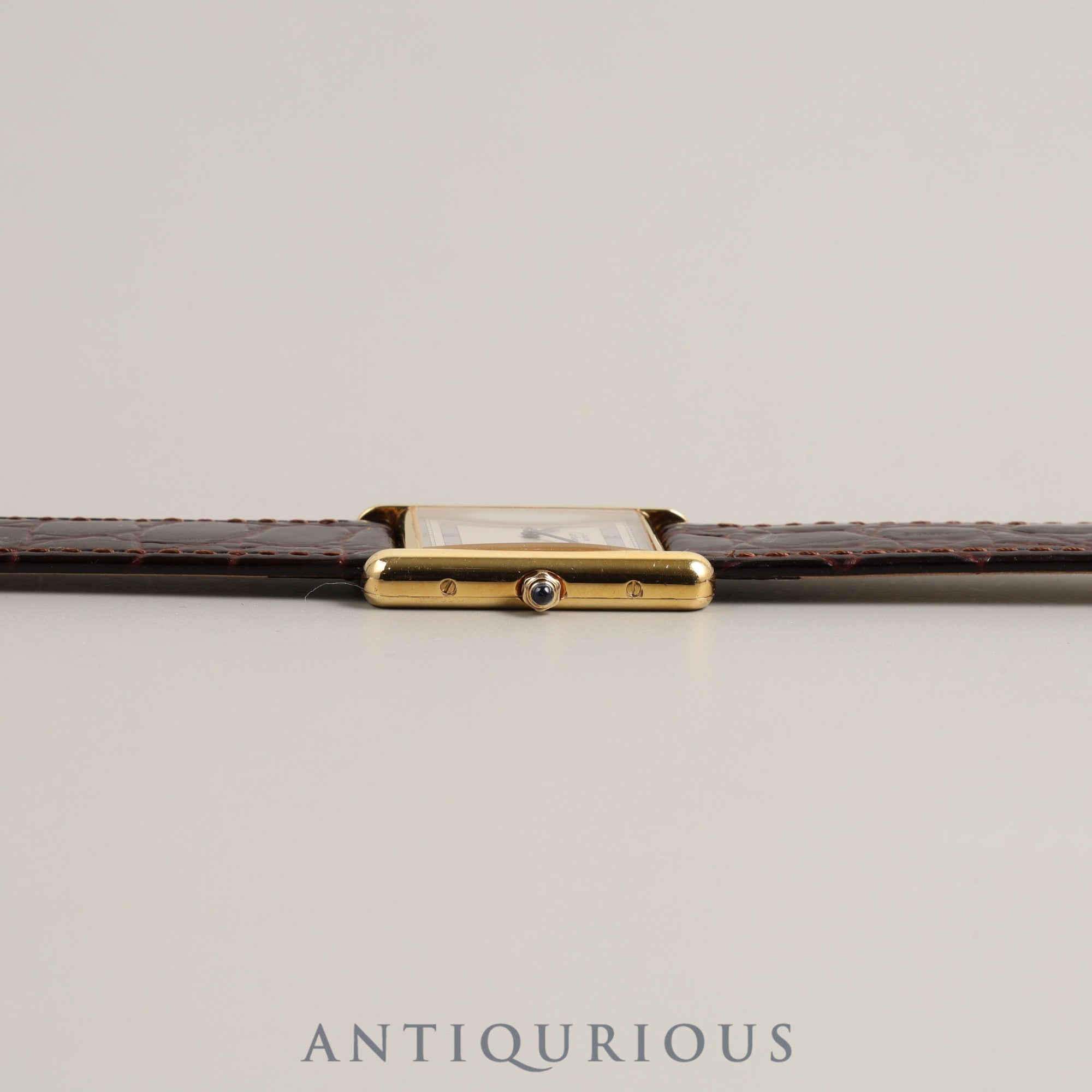 Cartier Must Tank LM QZ 6 81006 Cal.81 SV925 Leather Genuine Buckle (GP) Flying Roman Dial Overhauled