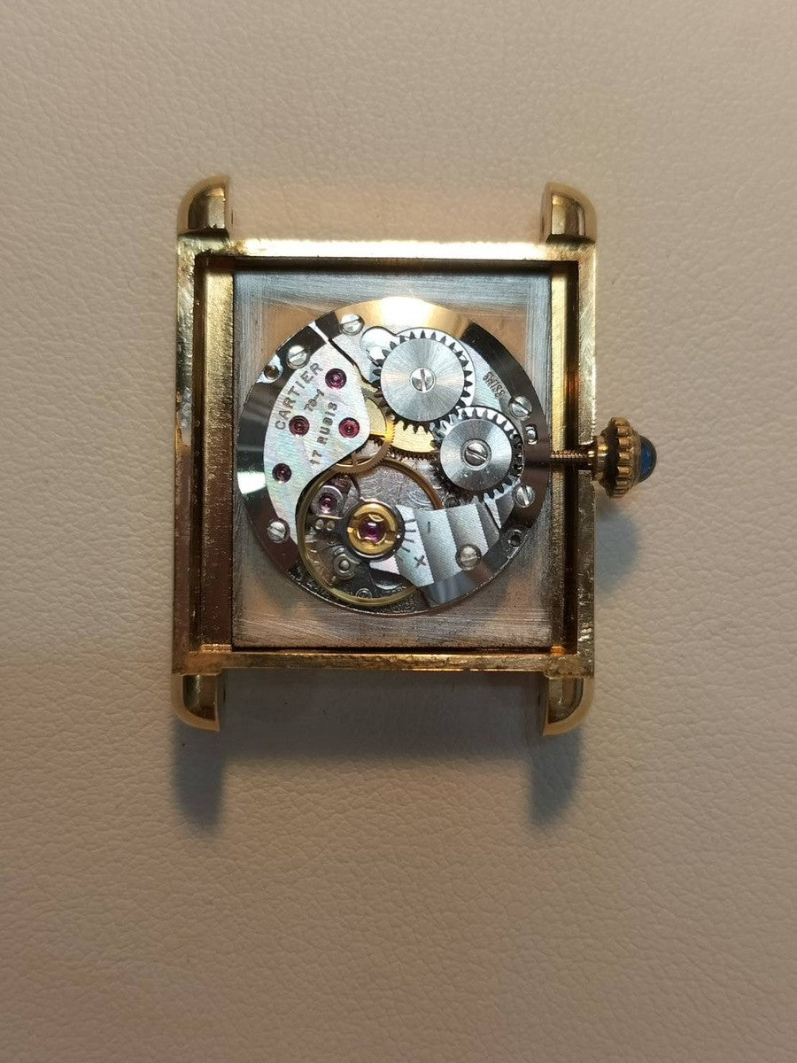 カルティエ マストタンク LM 手巻き Cal.78-1 SV925 革 純正尾錠(GP) オニキス文字盤 オーバーホール済み