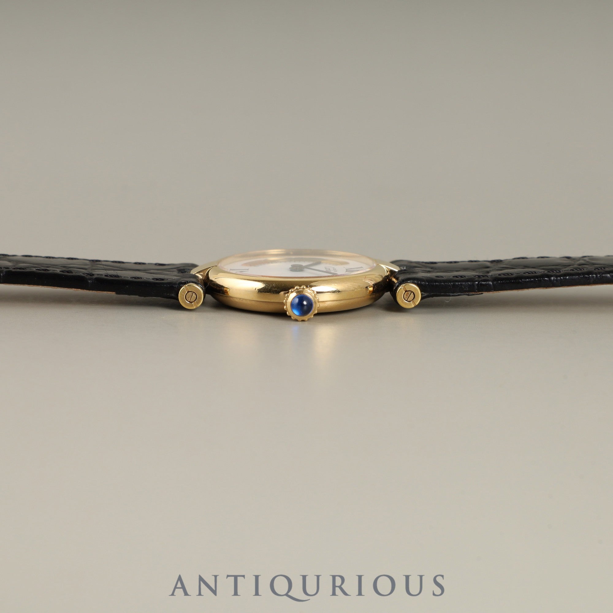 Cartier Must Vendôme VLC SM W1006554/590004 Quartz Caliber 90 SV925 Leather Strap with Genuine GP Buckle, Side Trinity Dial, Box, Overhauled