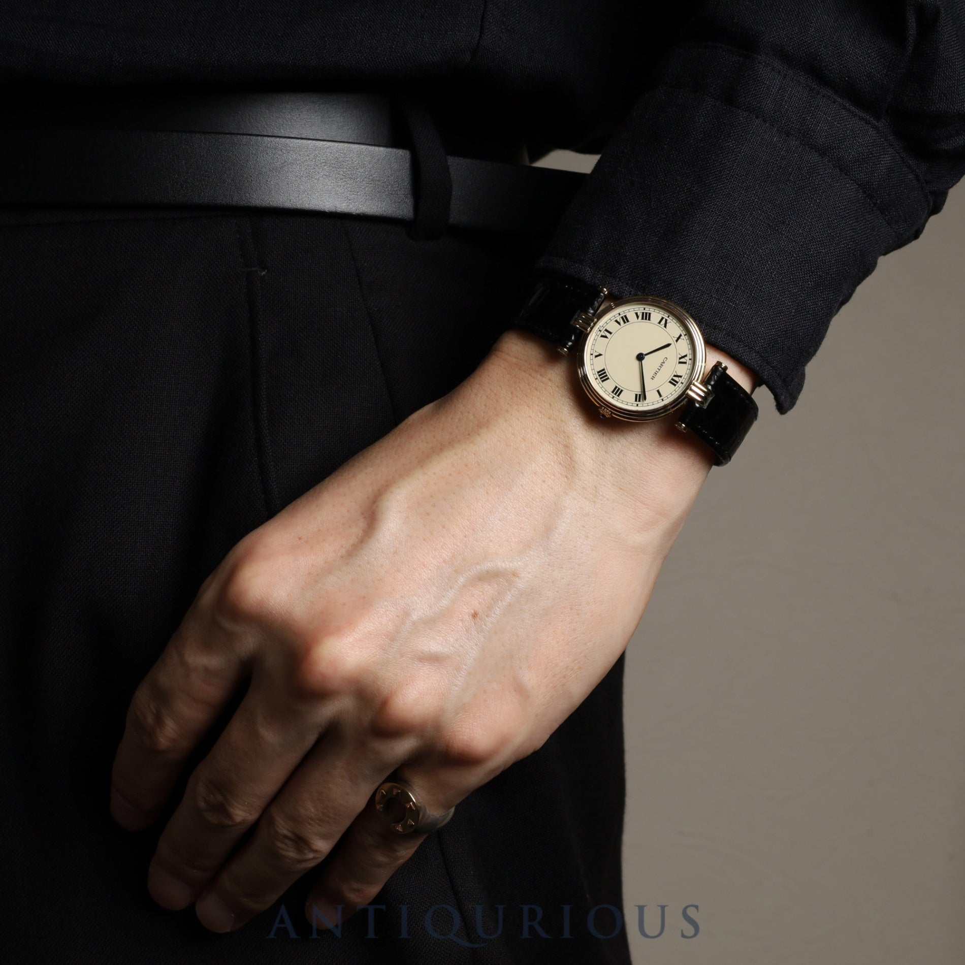 Cartier Vendome VLC Trinity LM 8151 Quartz Cal.81 750YG Leather Genuine Buckle (GP) Ivory Roman Dial Warranty (1999) Booklet Overhauled