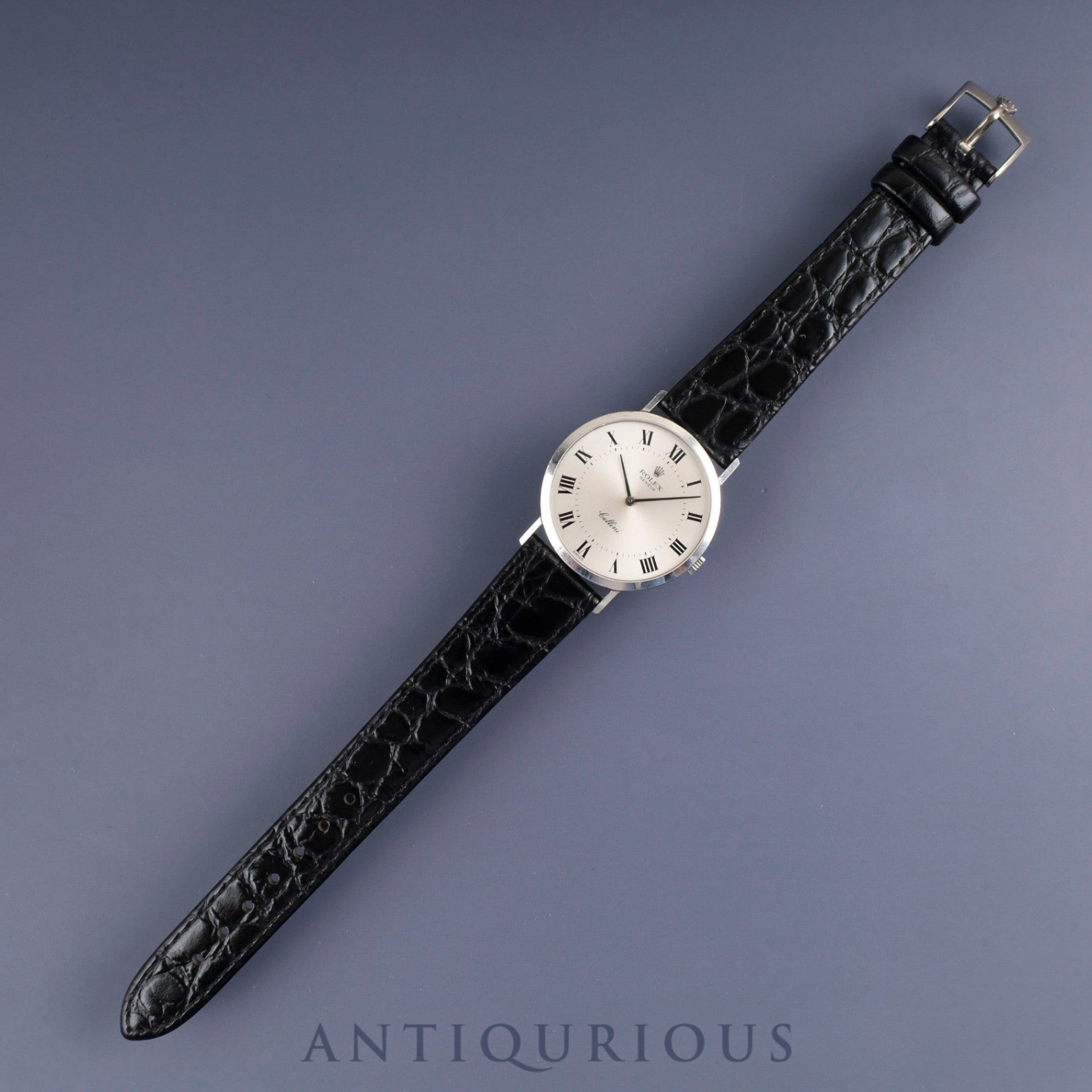 Rolex Cellini 4112 Manual Winding Caliber 1600 750 Leather Strap with Genuine Buckle (750) Silver Dial 42 Series (1974) Box Chief Overhauled