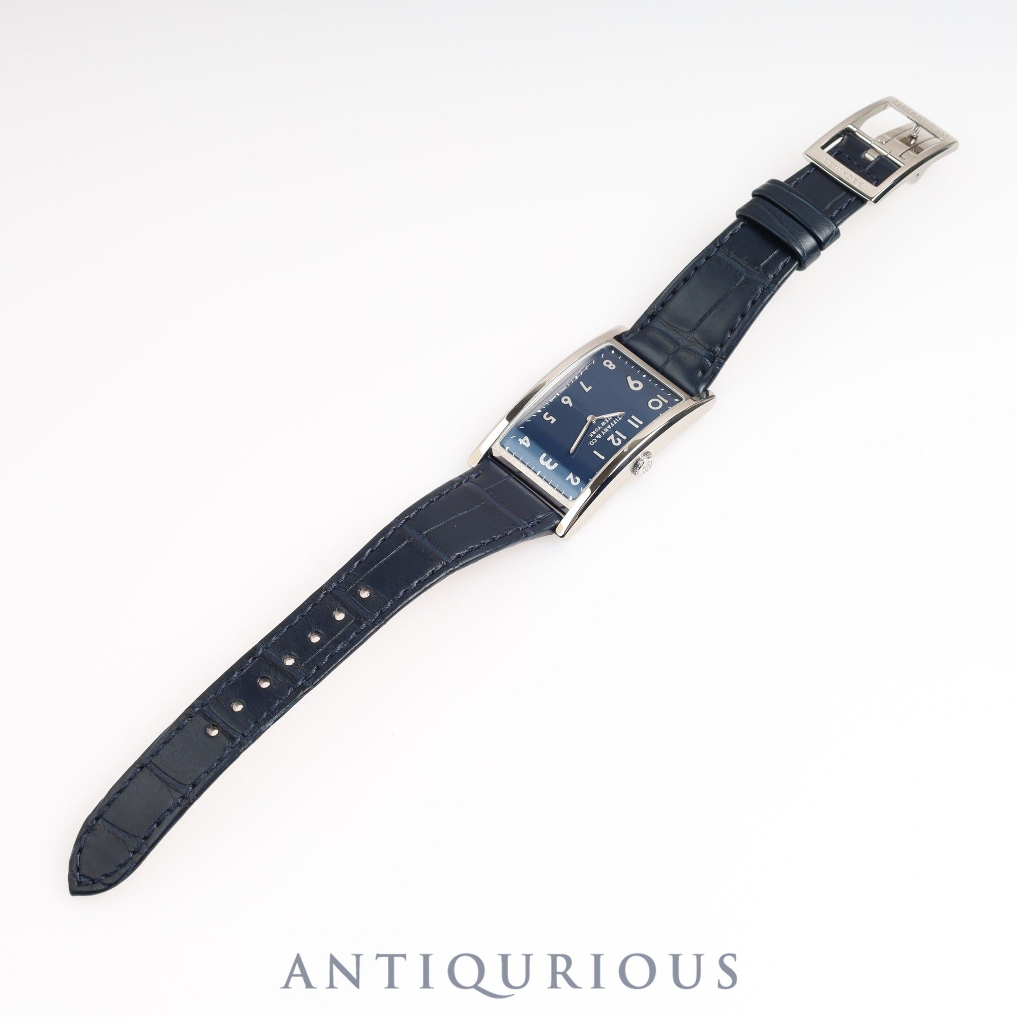 Tiffany East West 34677352 Quartz Navy Dial Stainless Steel Leather Box