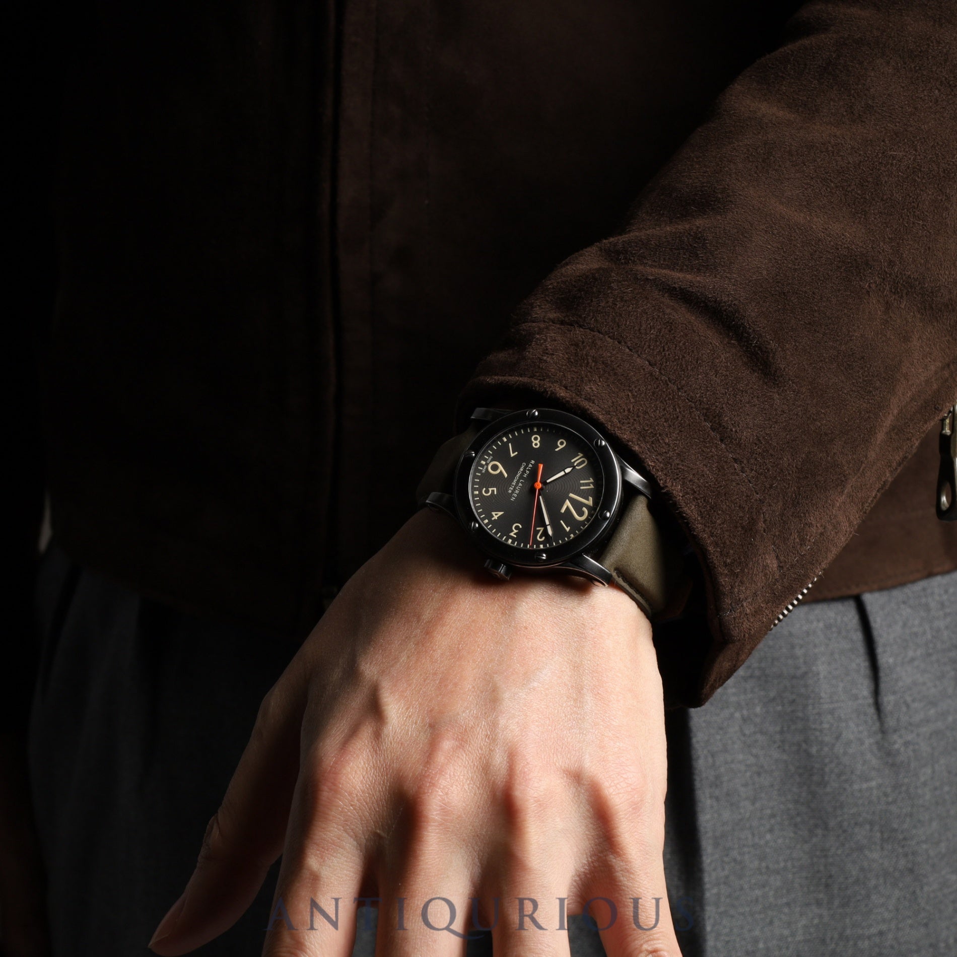 Ralph Lauren Safari Chronometer R0250900 Automatic SS Leather Genuine Buckle (SS) Black Dial Box Booklet Warranty (2014) Overhauled