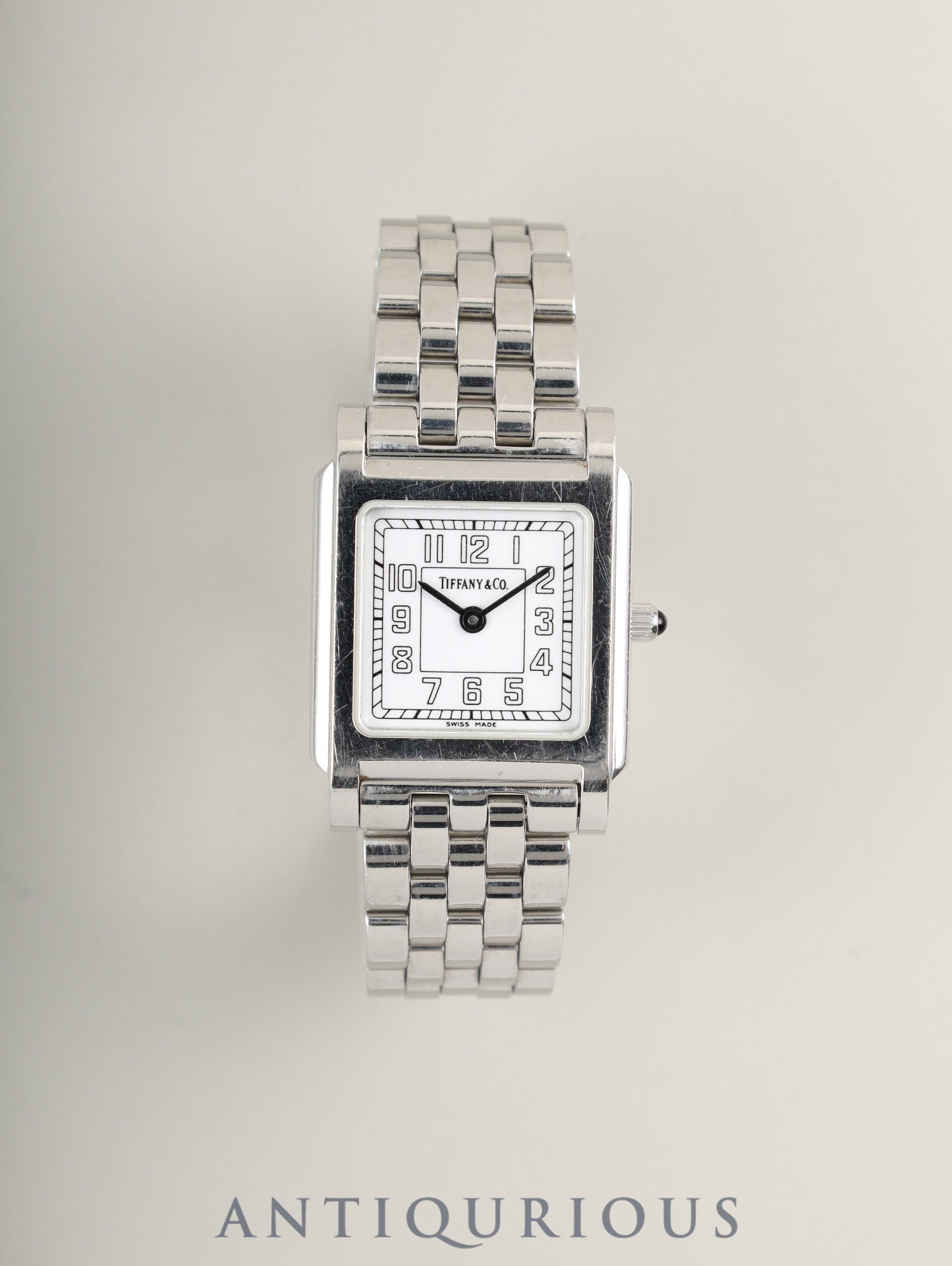 Tiffany Classic Square 525.1033 Quartz Caliber 901.001 Stainless Steel White Arabic Dial Overhauled
