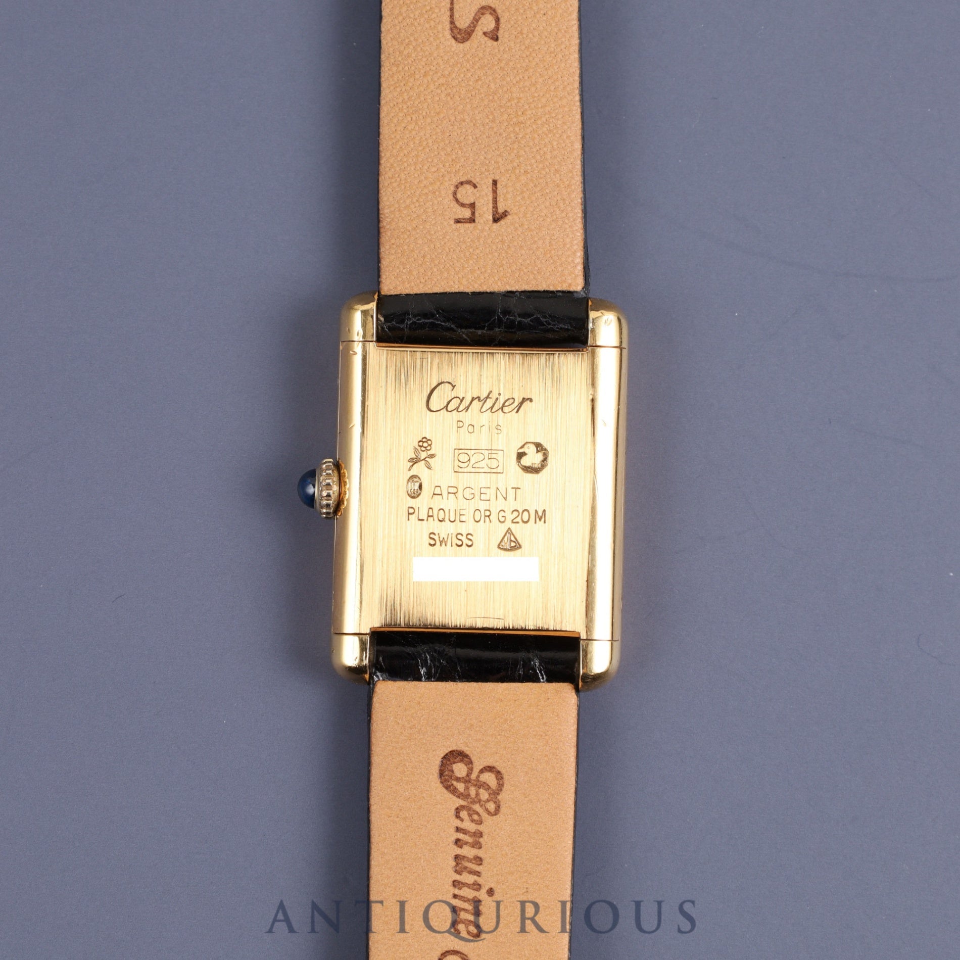 Cartier Must Tank SM Manual winding Cal.78-1 925 Leather Genuine buckle (GP) Black Roman dial Overhauled