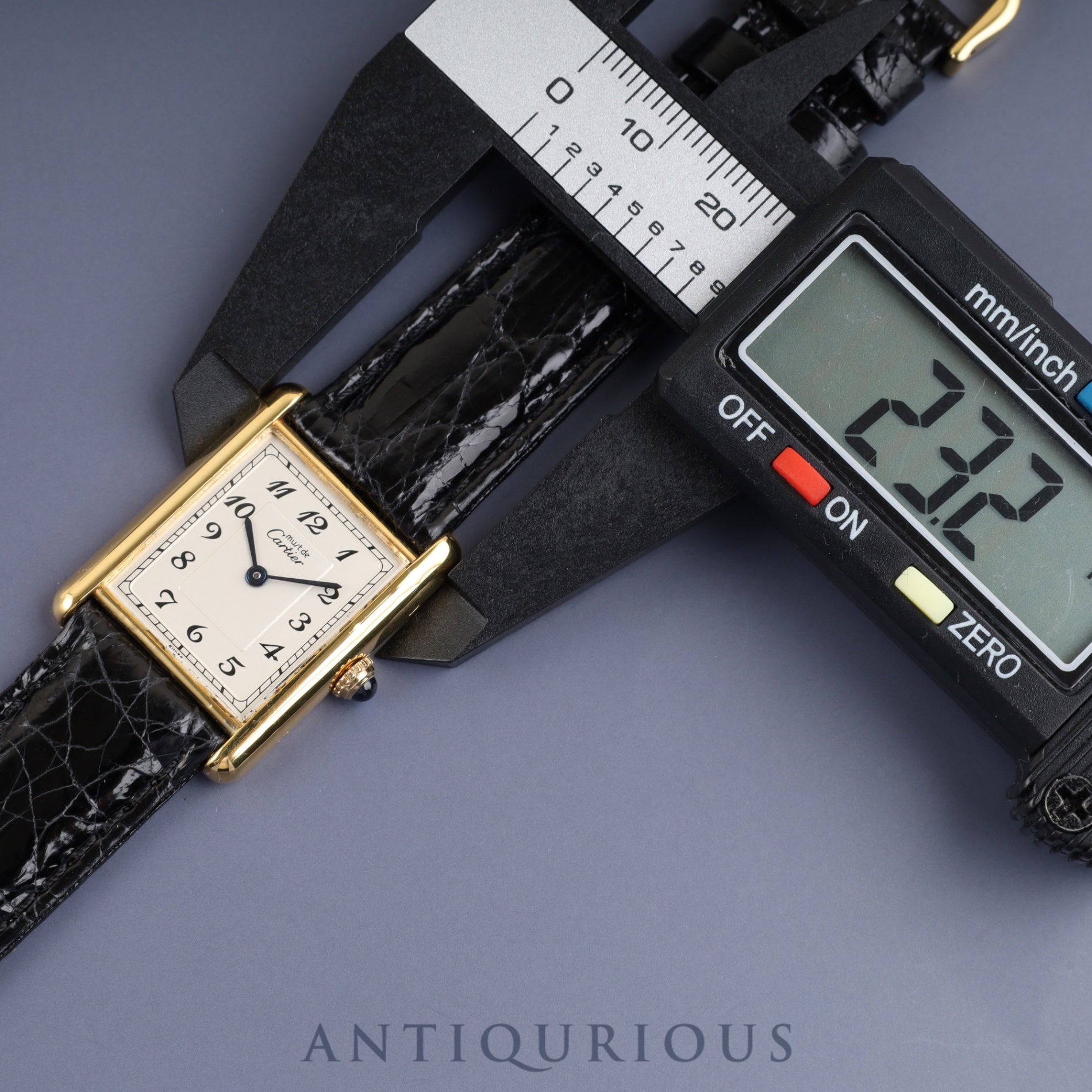 Cartier Must Tank LM 590005 Quartz Caliber 90 SV925 Leather Strap with Genuine GP Buckle, Arabic Dial, Overhauled