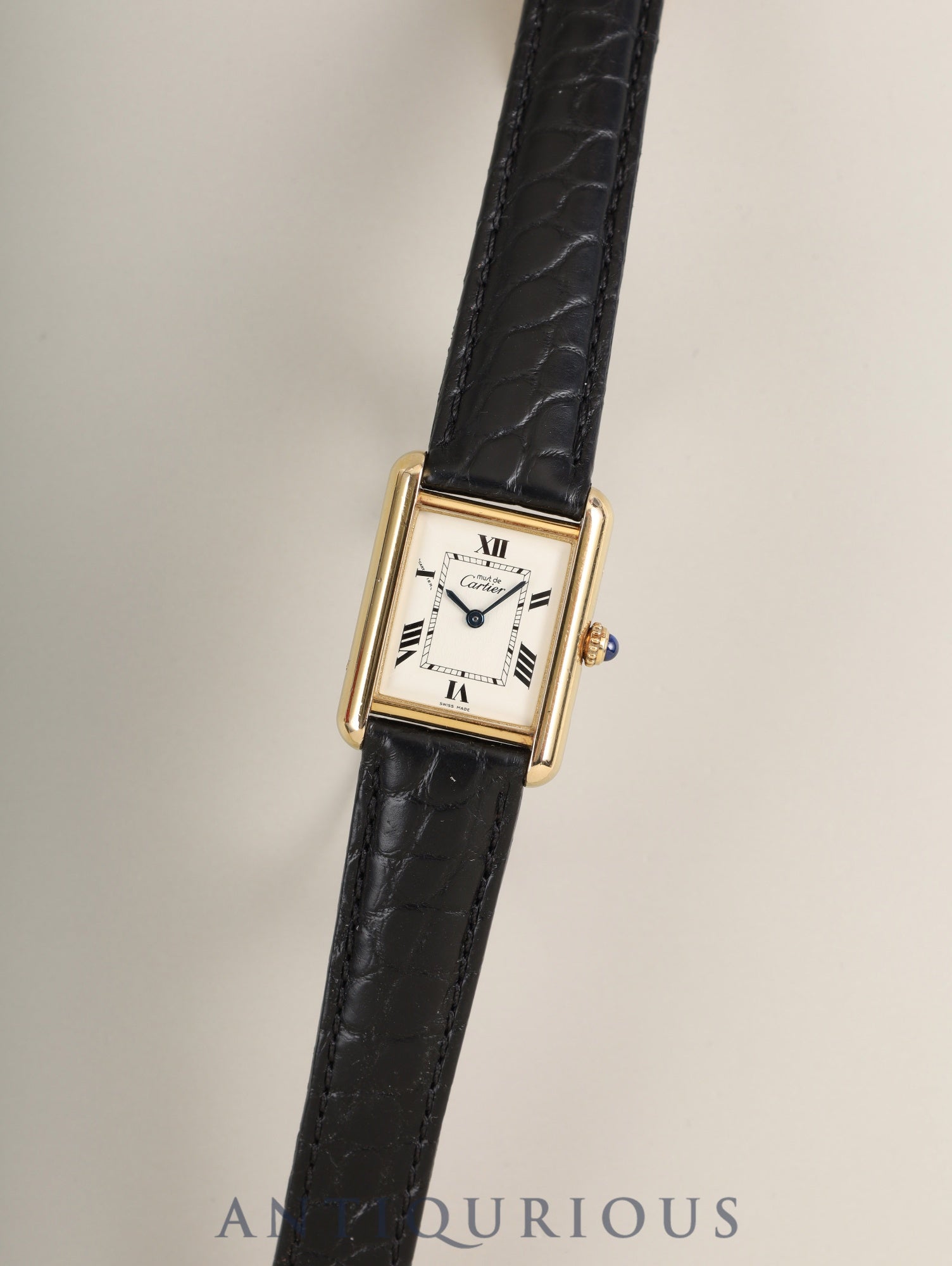 カルティエ マストタンク MM W1013654 / 2415 クォーツ Cal.057 SV925 革 純正Dバックル(GP) ホワイト飛びローマン文字盤(SWISS MADE表記)箱 オーバーホール済み