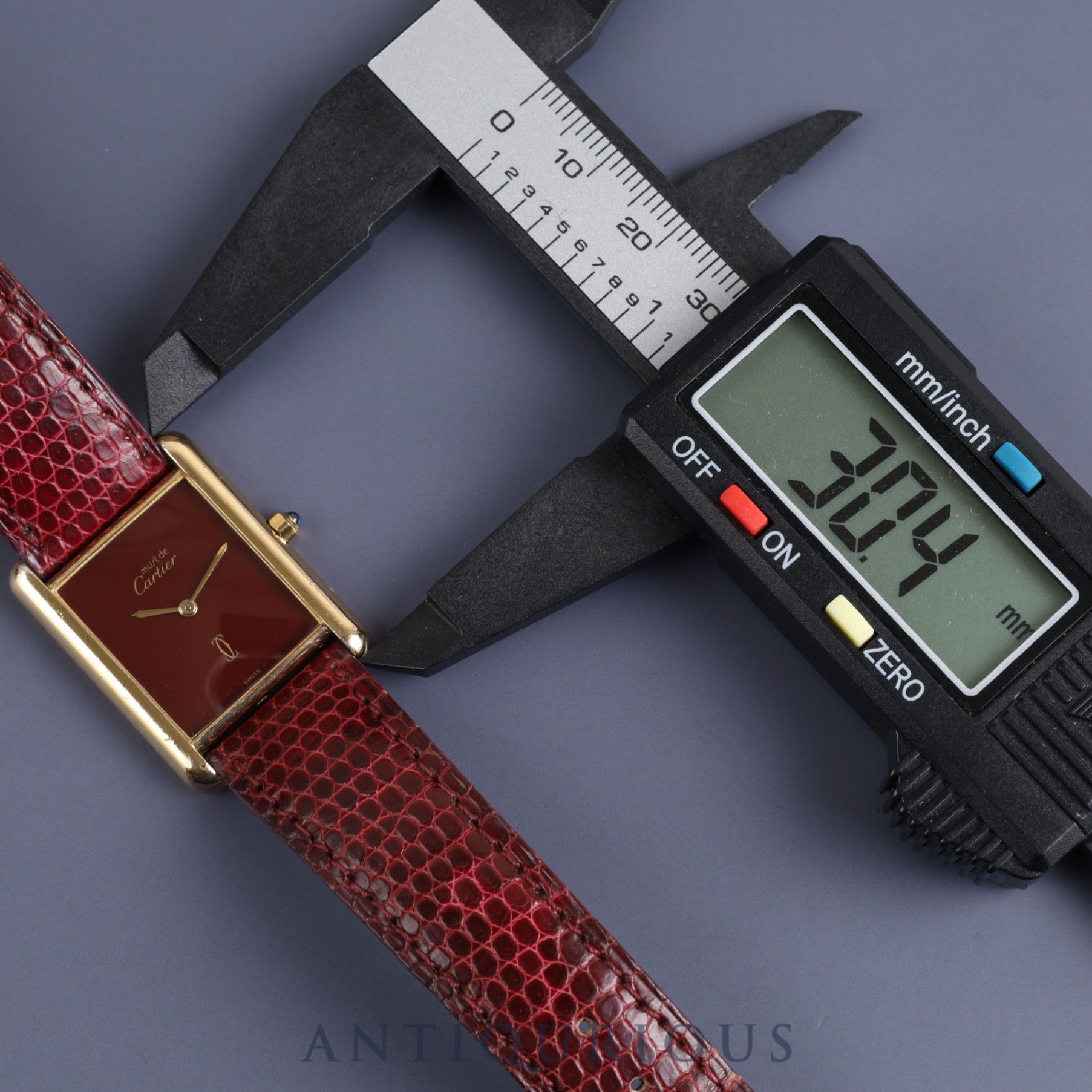 カルティエ マストタンク LM 681006 クォーツ Cal.81 SV925 純正革ベルト 純正尾錠(GP) ボルドー文字盤 箱 冊子 オーバーホール済み