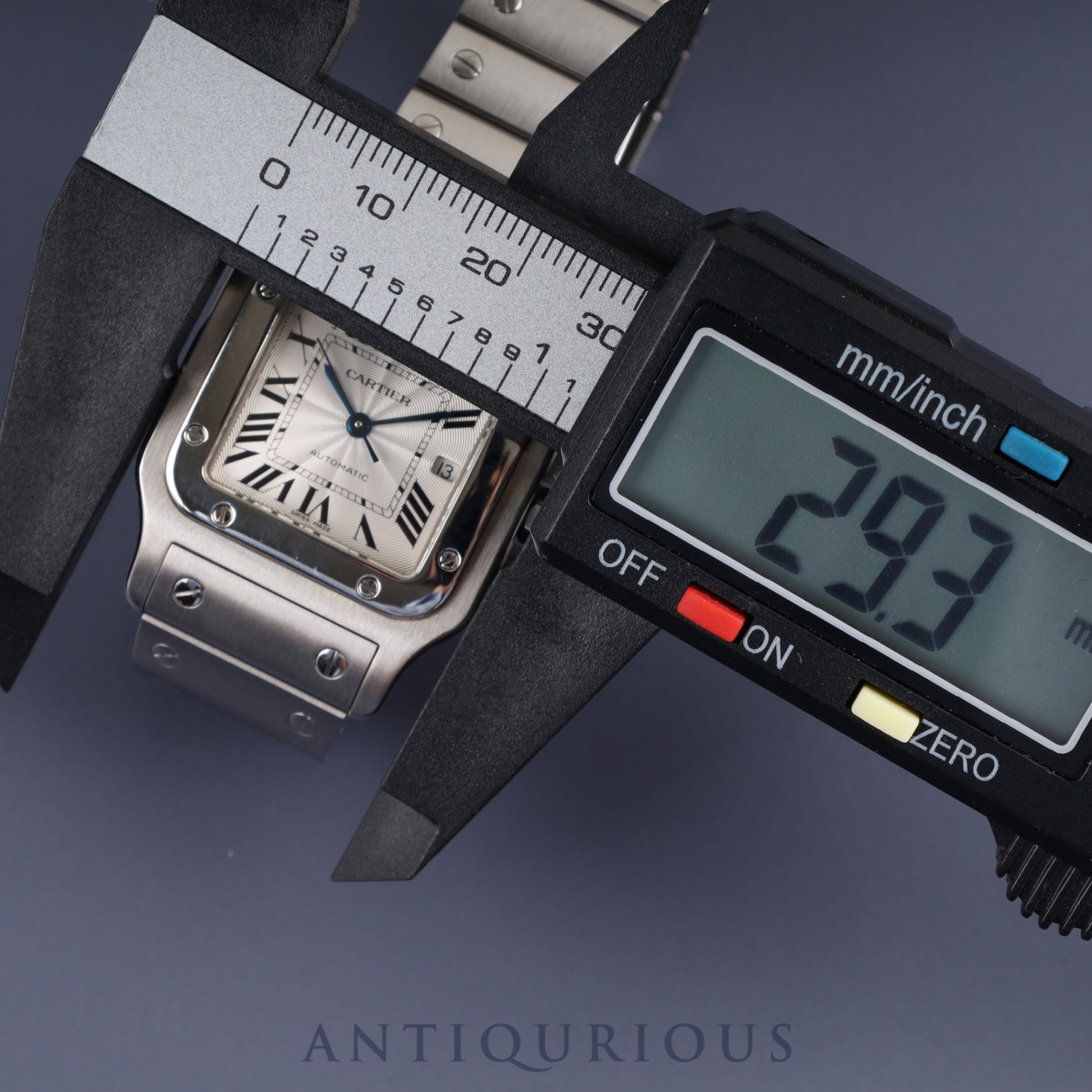 カルティエ サントス ガルベ LM 2319 自動巻き Cal.- SS SS シルバーギョーシェ文字盤 29×40mm 箱 冊子 オーバーホール済み