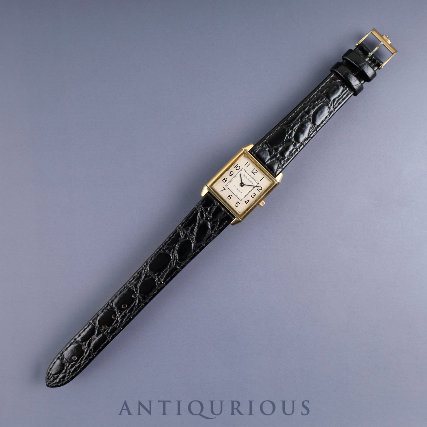 ジャガー・ルクルト レベルソⅡ 1410031 手巻き Cal.- 750 革 純正尾錠(GP) シルバーアラビア文字盤 1980年代製 オーバーホール済み