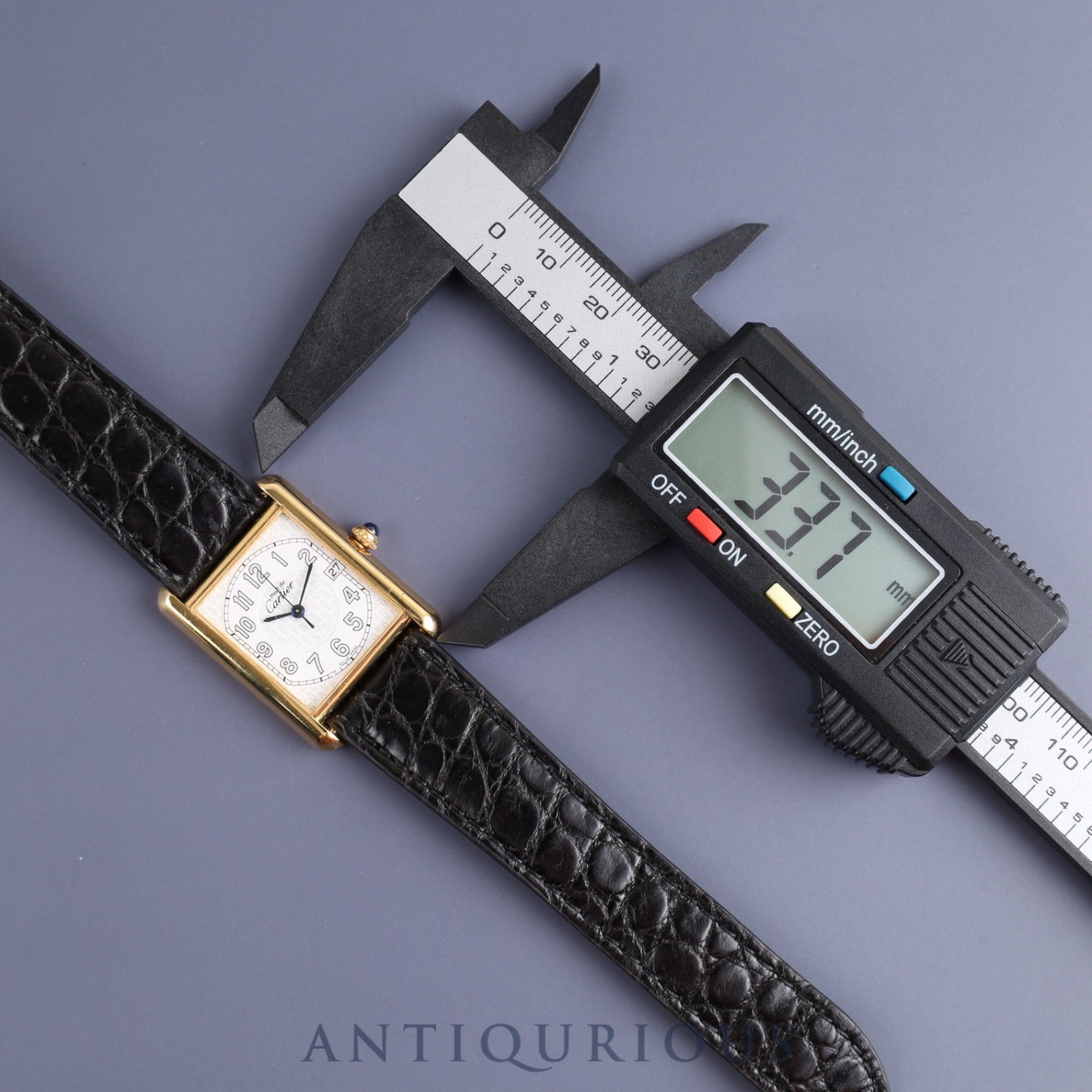 Cartier Must Tank GM (XL) 2413 Quartz Caliber 87 SV925 with Genuine Leather Strap and Genuine D-Buckle (GP). Telephone Arabic Dial. Overhauled and Finished to Look Like New.