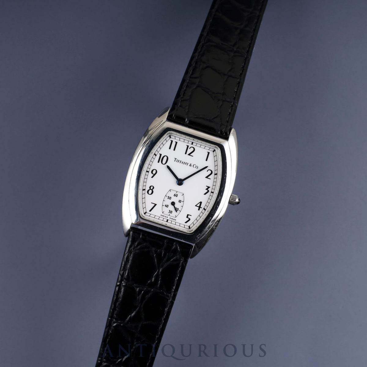 Tiffany Classic Tonneau Small Second 515.1018 Quartz Cal.980.163 SS Leather Genuine Buckle (SS) White Arabic Dial Overhauled