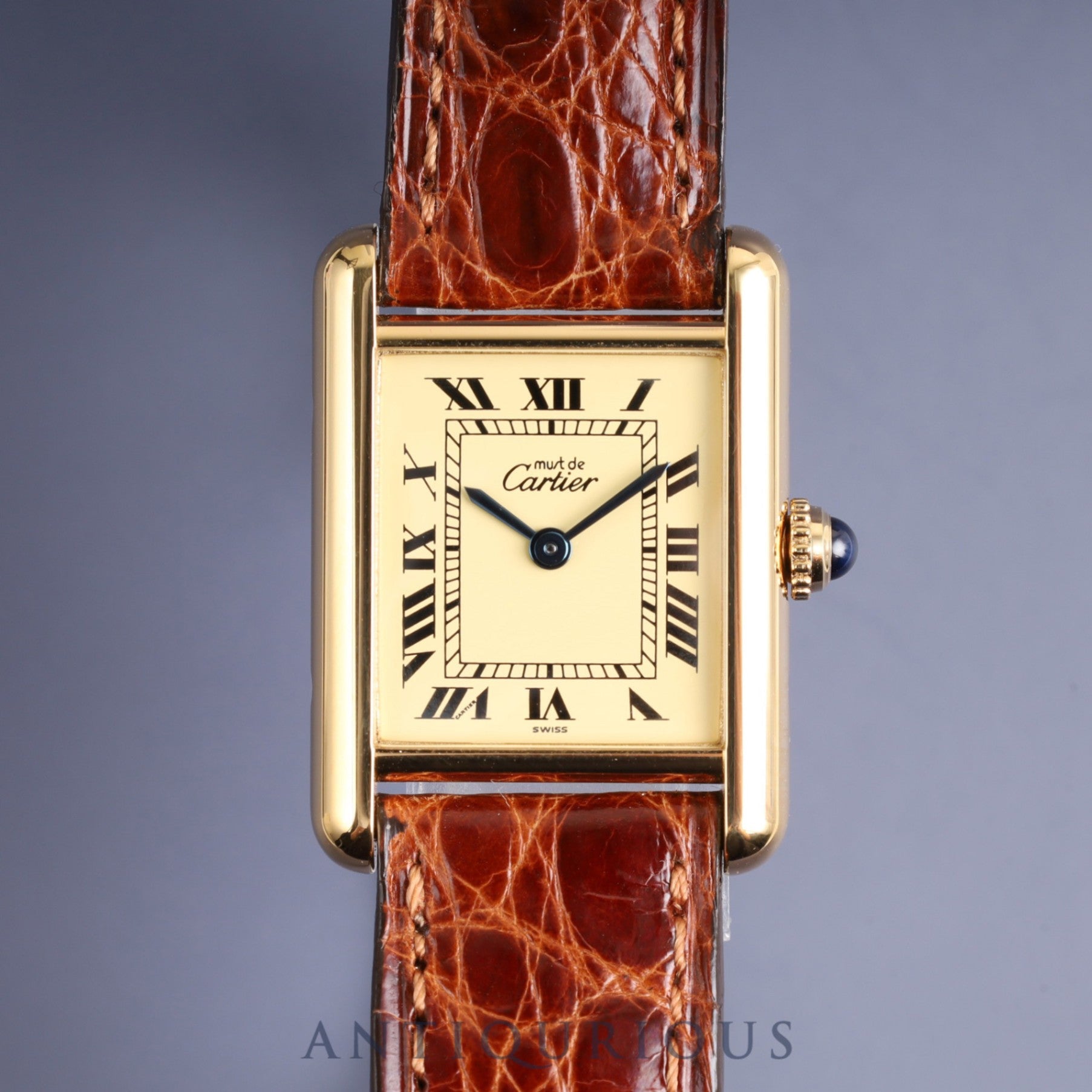 カルティエ マストタンク SM 1613 クォーツ Cal.057.08 SV925 純正革ベルト 純正尾錠(GP)アイボリーローマン文字盤 箱 保証書(ブランク)オーバーホール済み