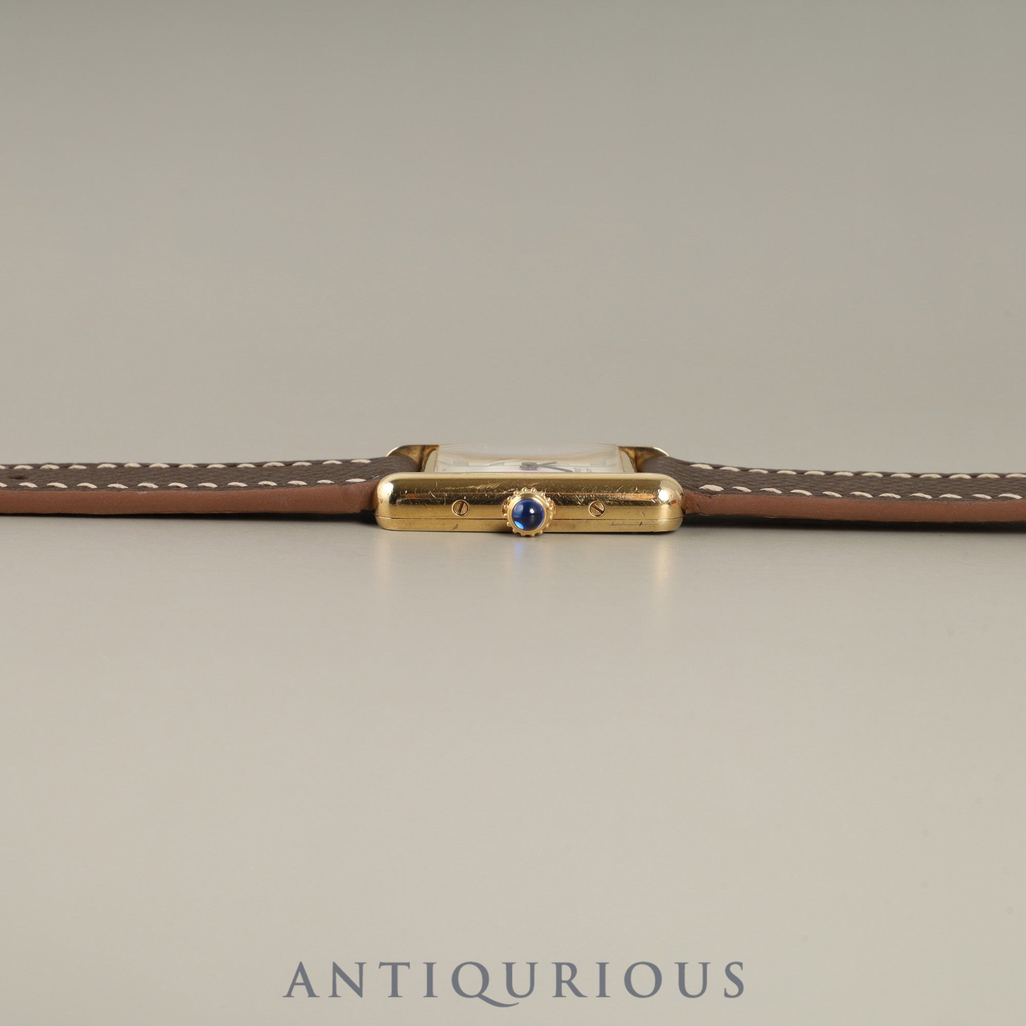 Cartier Must Tank SM W10030353/5057001 Quartz Caliber 057 SV925 Leather Straight Roman Dial with Genuine GP Buckle Box Overhauled