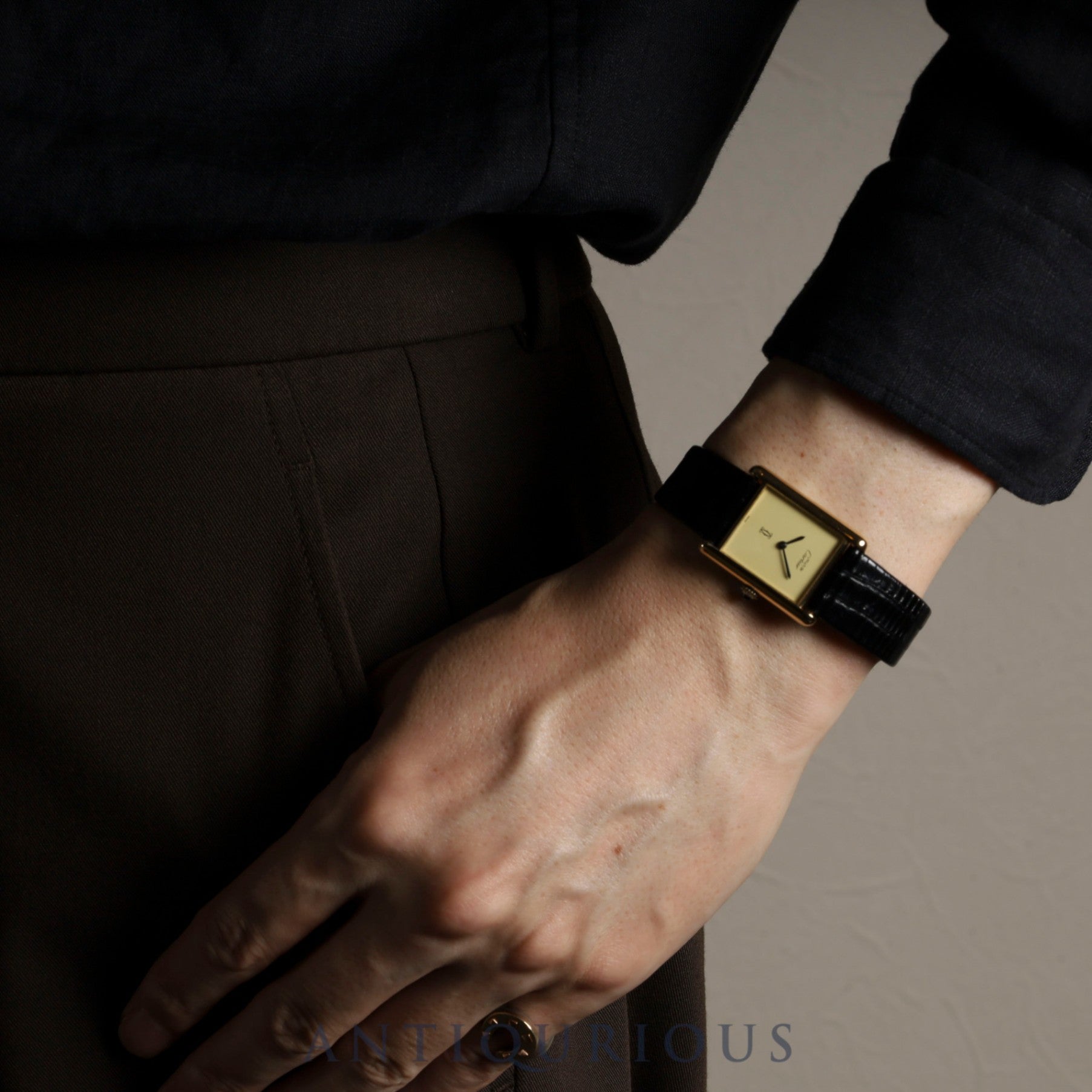 Cartier Must Tank LM Manual winding Cal.78-1 SV925 Leather Genuine buckle (GP) Ivory dial Overhauled