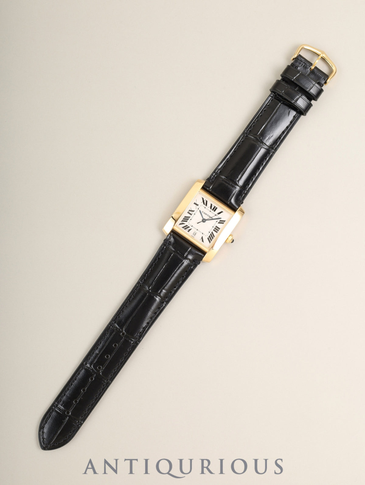 カルティエ タンクフランセーズ LM W5000156 / 1840 自動巻き Cal.120 750YG 革 純正ピンバックル(750YG)アイボリーローマン文字盤(SWISS MADE表記) オーバーホール済み