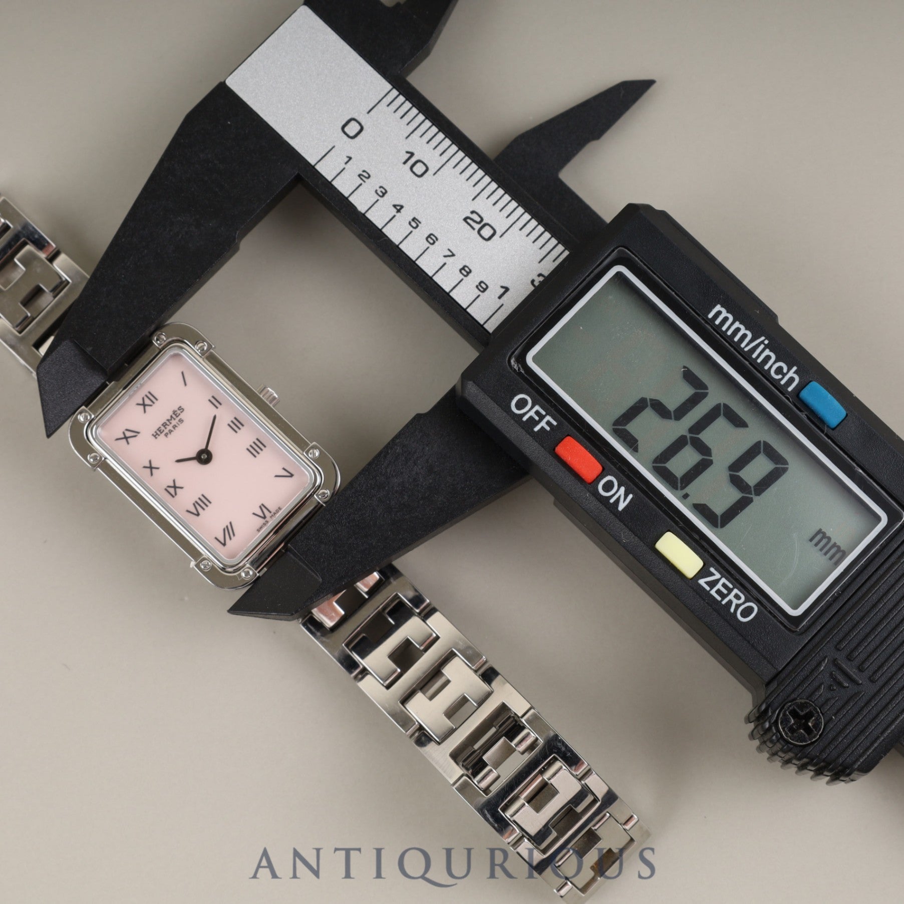 エルメス クロアジュール CR2.210 クォーツ Cal.976.001 SS SS ピンクシェル文字盤 箱 保証書(2013年)オーバーホール済み