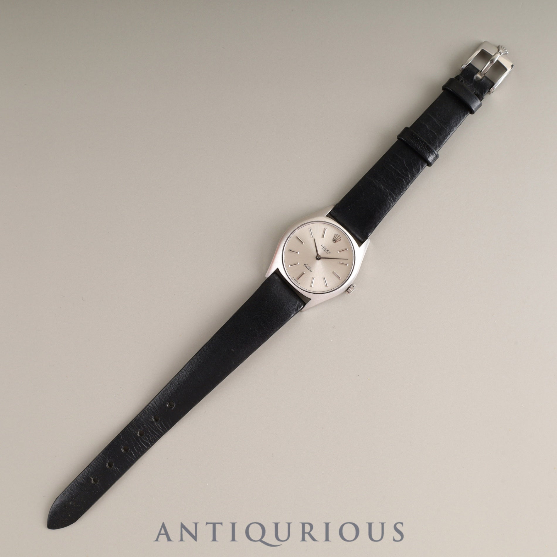 ロレックス チェリーニ 3800 手巻き Cal.1600 750 純正革ベルト 純正尾錠(SS) シルバー文字盤 箱 保証書(1971年) タグ オーバーホール済み