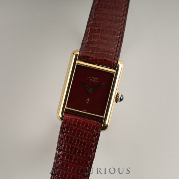 Cartier Must Tank SM Manual winding SV925 Genuine leather strap Genuine buckle (GP) Garnet dial Bordeaux dial Overhauled