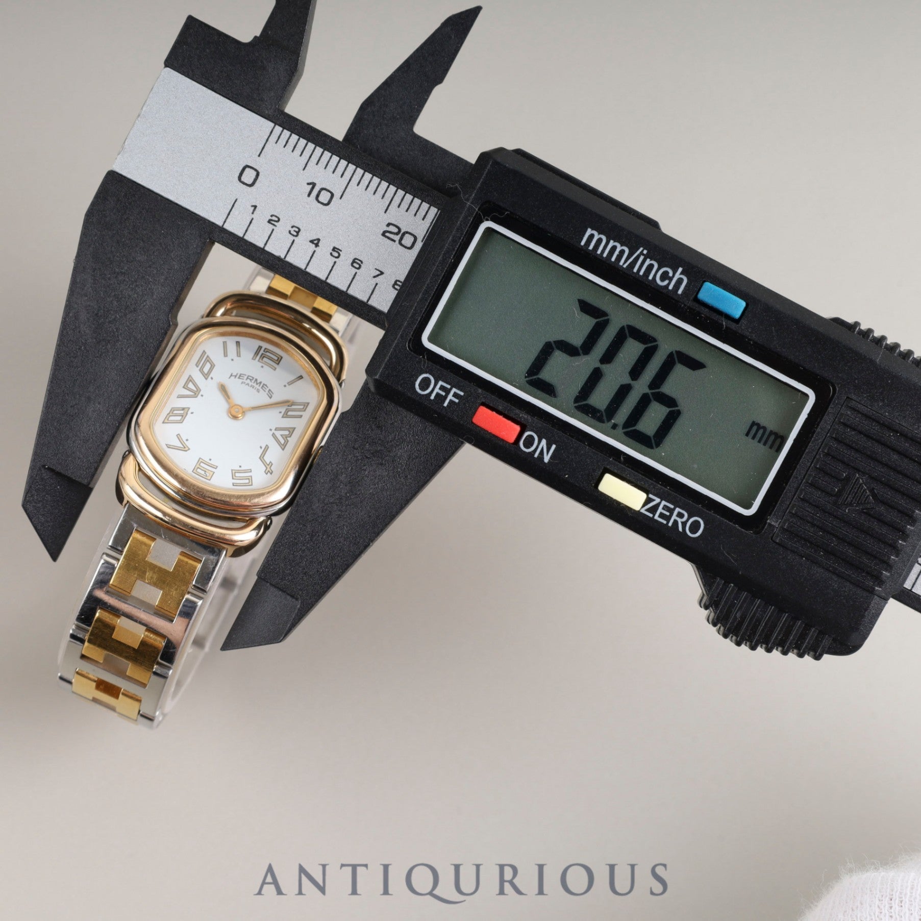 エルメス ラリー 77.03 クォーツ Cal.976.001 SS/GP SS/GP ホワイト文字盤 オーバーホール済み