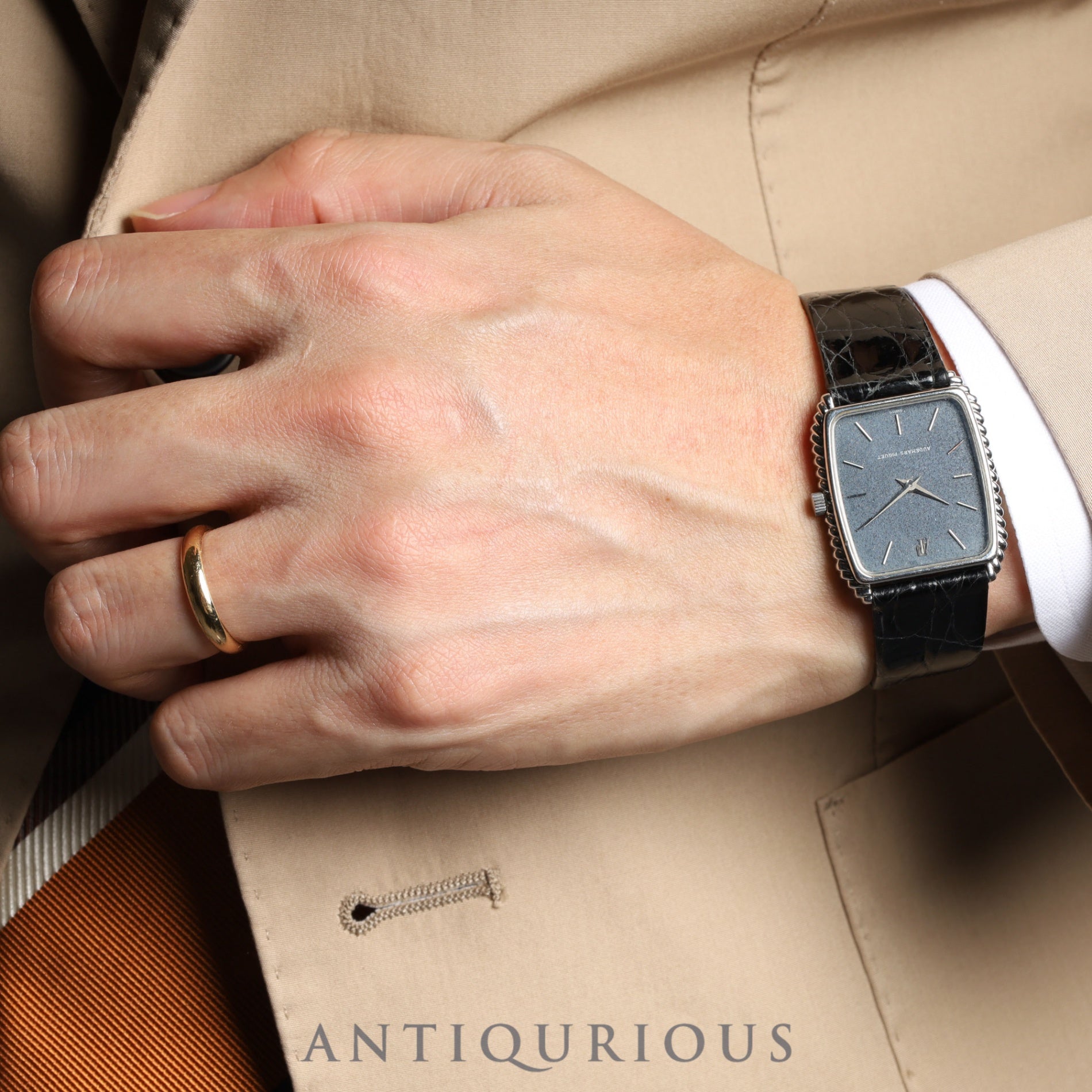 Audemars Piguet Rectangular 4249 Manual Winding Cal.2080 SS Leather Blue Dial