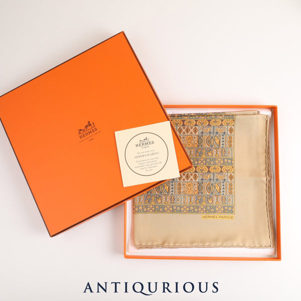 Hermes scarf Carre 45 gold beige SILK100% box