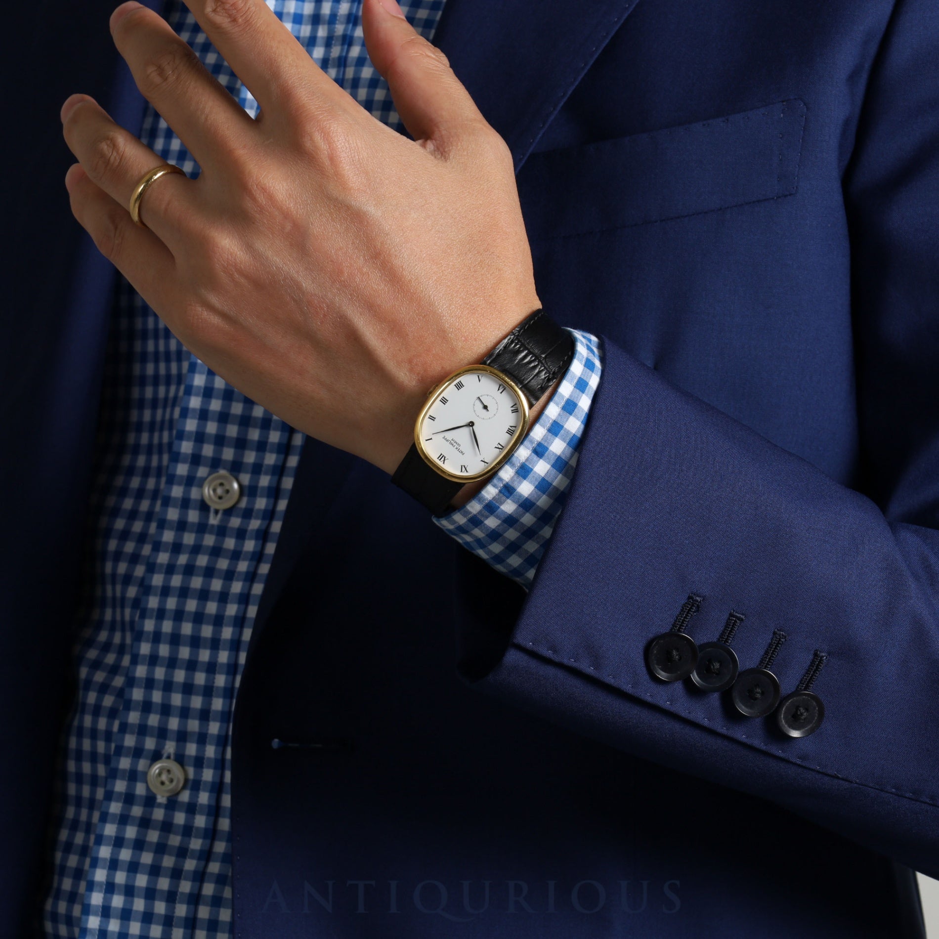 パテック・フィリップ ゴールデンエリプス 3948J 手巻き Cal.215 750 革 純正尾錠(750)ホワイトローマン文字盤 箱 タグ