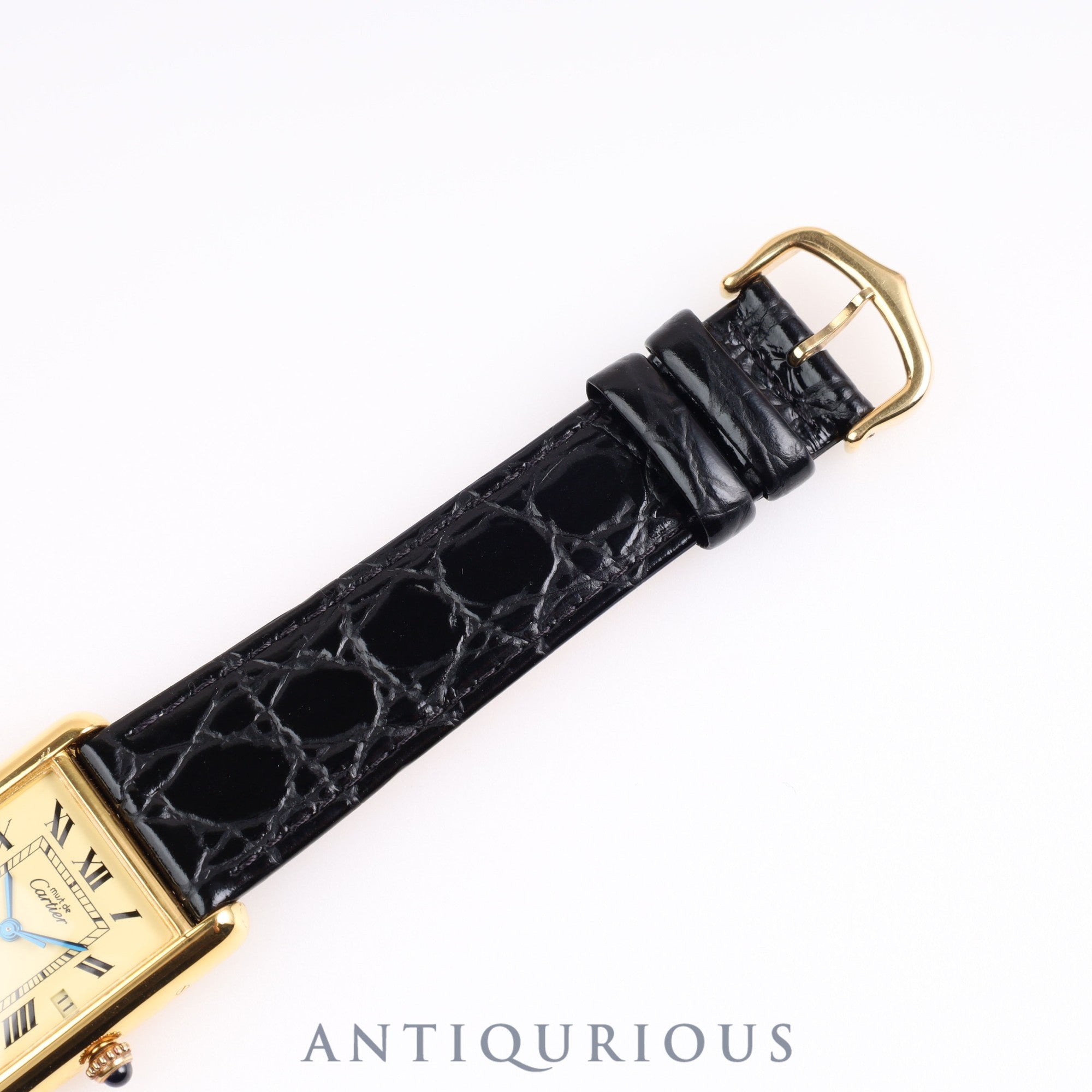 Cartier Must Tank GM (XL) Date QZ W1017454 / 2413 925 Leather Ivory Roman Dial