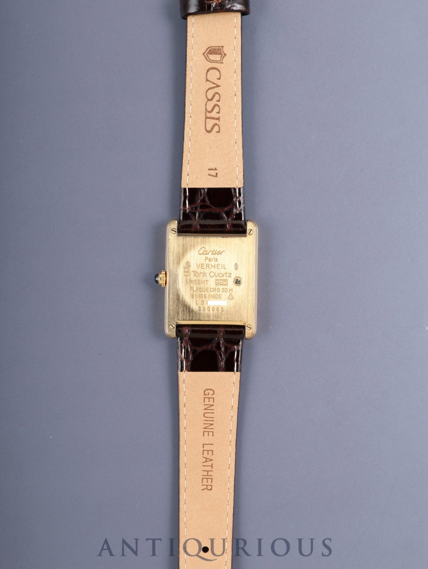 Cartier Must Tank LM W1002753 / 590005 Quartz Cal.90 SV925 Leather Genuine Pin Buckle (GP) Ivory Roman Dial (SWISS marking) Overhauled