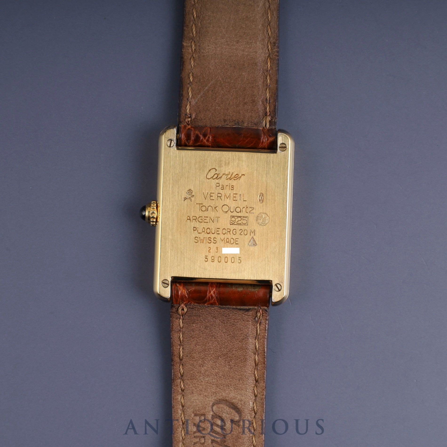 Cartier Must Tank LM 590005 Quartz Cal.90 SV925 Genuine leather strap Genuine buckle (GP) Ivory Roman dial Warranty (1989) Overhauled