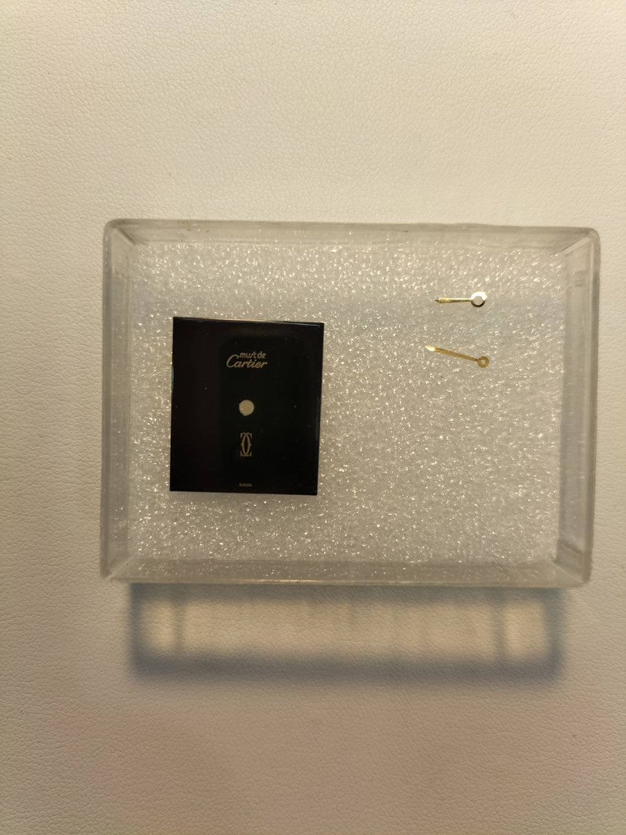 Cartier Must Tank LM Manual Winding Caliber 78-1 SV925 Leather Strap with Genuine GP Buckle, Onyx Dial, Circa 1976-1981, Overhauled