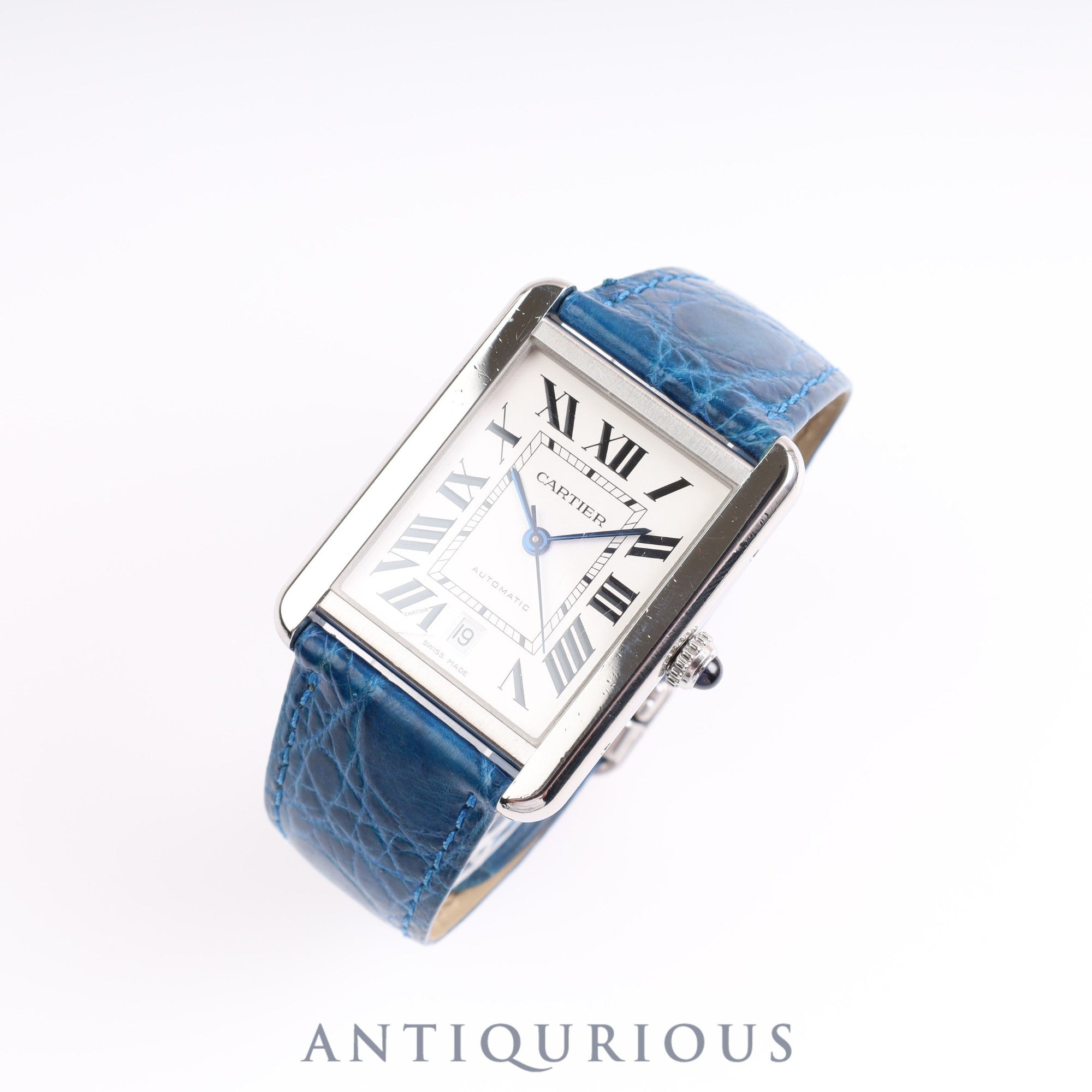 カルティエ タンクソロ XL AT Cal.049 W5200027 SS 革 シルバー文字盤 保証書(2015年) コンプリートサービス済み