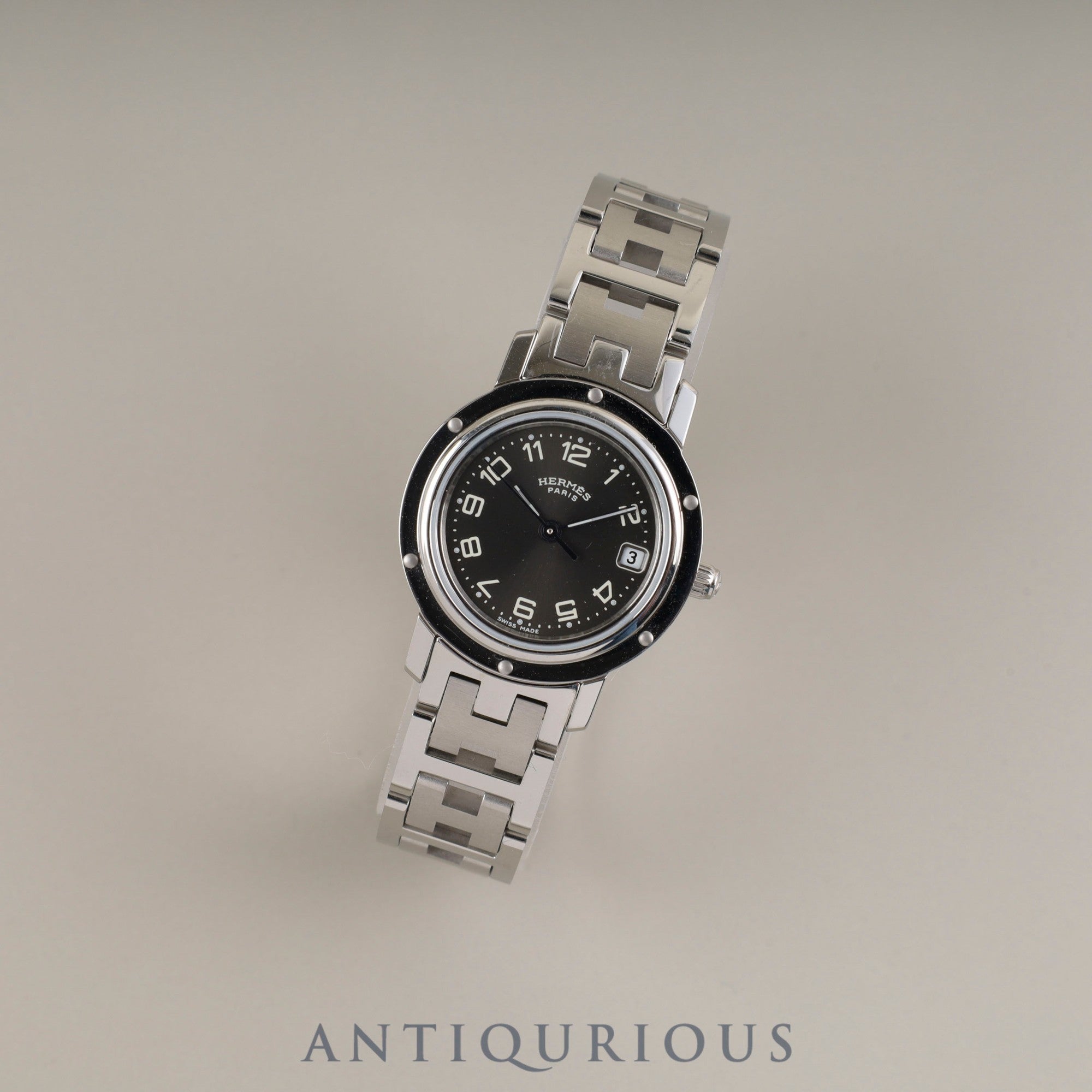 エルメス クリッパー CL4.210 クォーツ SS SS グレー文字盤 箱 保証書 冊子 オーバーホール済み