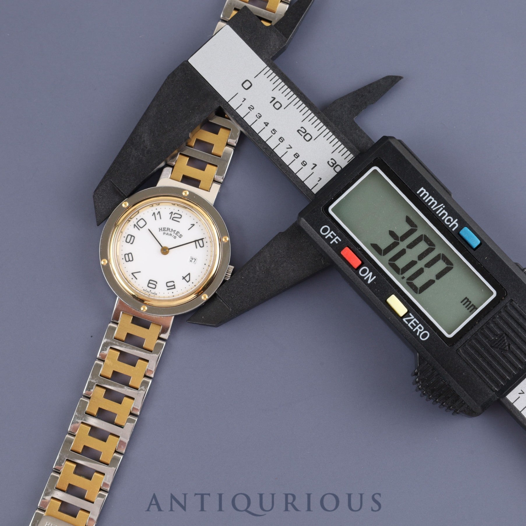 エルメス クリッパー ボーイズサイズ クオーツ SS / GP ホワイトアラビア文字盤 30.0mm