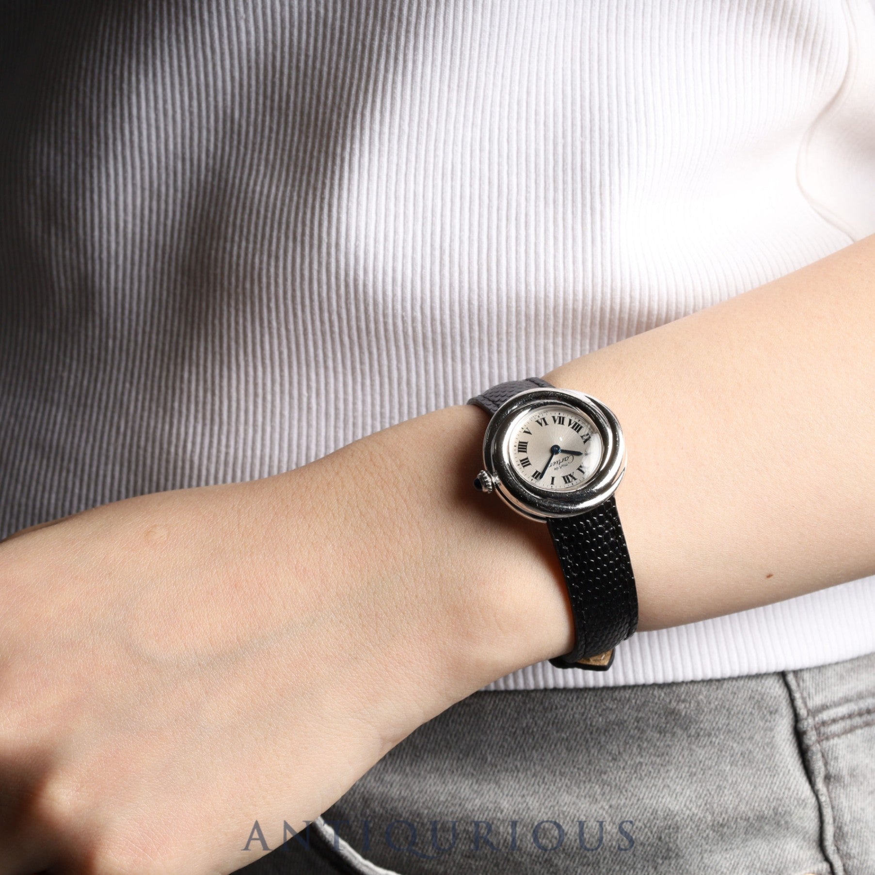 Cartier Must Trinity W1014945 / 2439 Quartz Cal.157 SV925 Leather Genuine Buckle (SS) Silver Roman Dial Overhauled