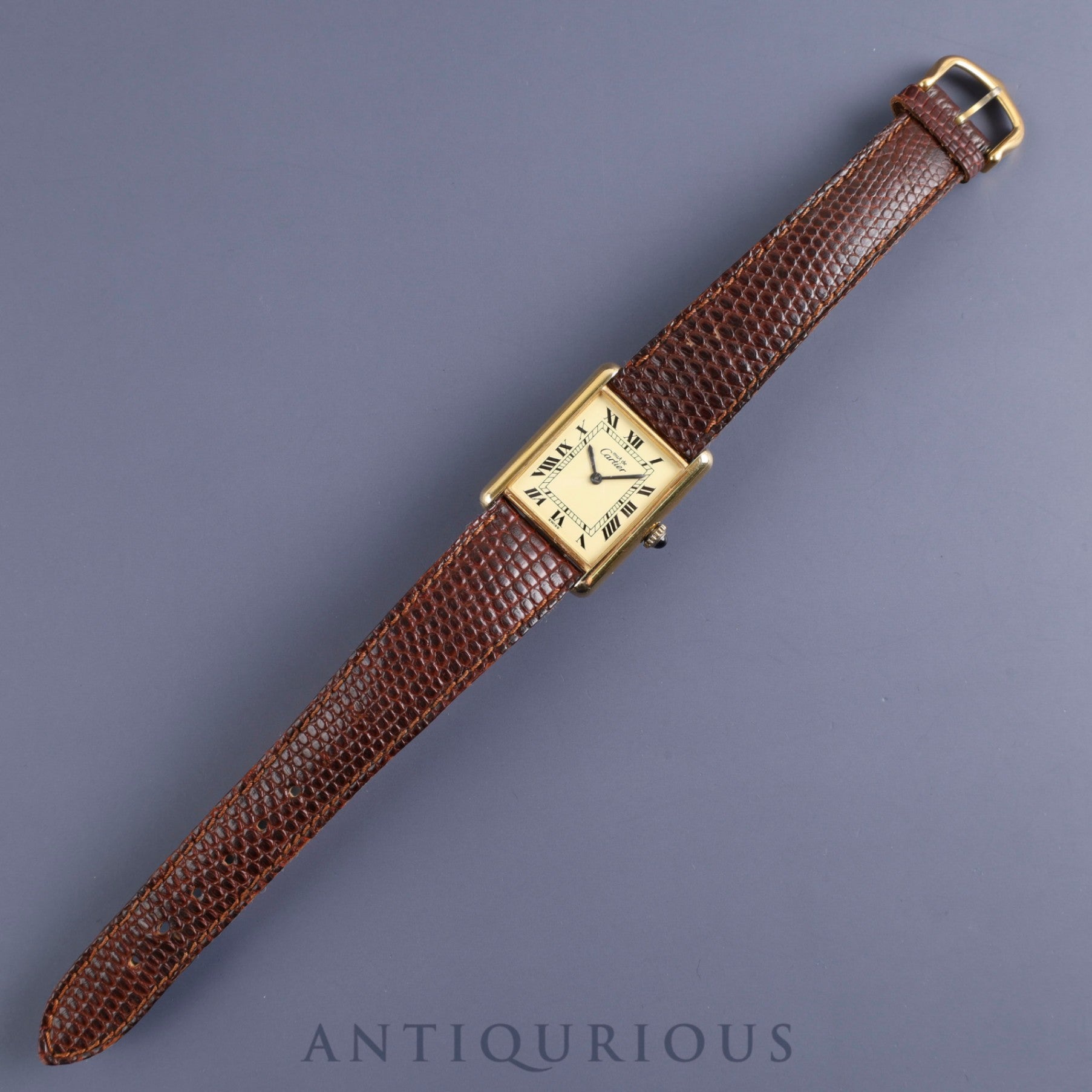 カルティエ マストタンク LM 手巻き Cal.78-1 SV925 純正革ベルト 純正尾錠(GP)アイボリーローマン文字盤 オーバーホール済み