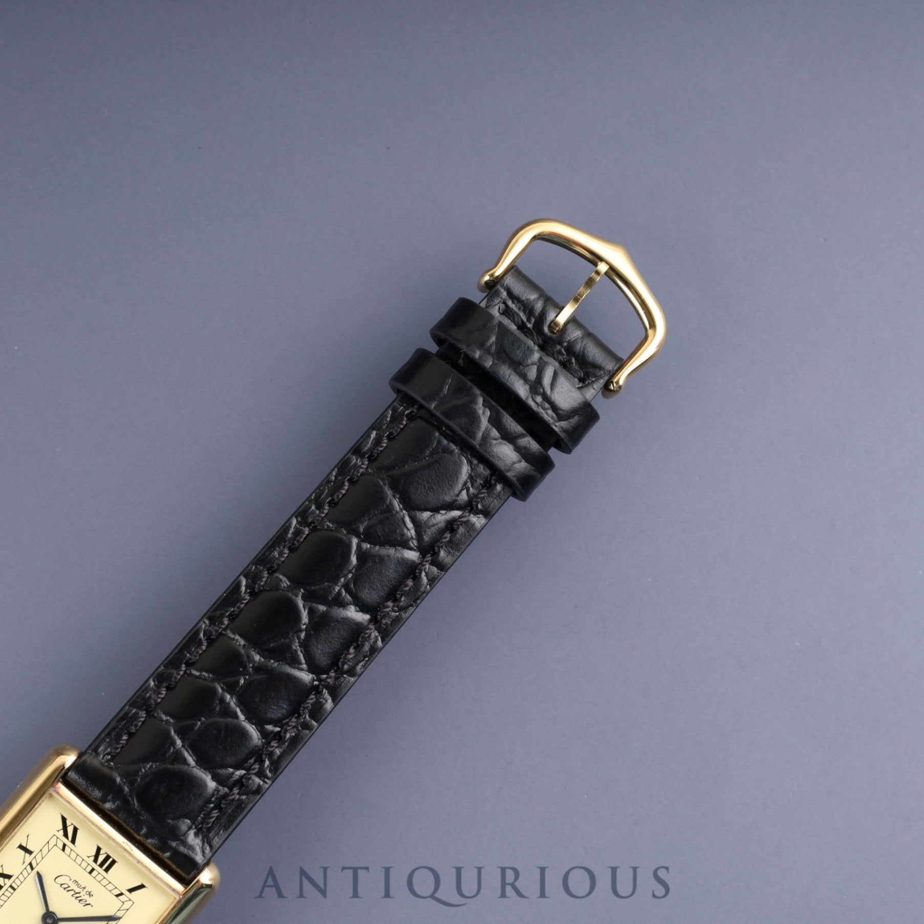 Cartier Must Tank LM Manual Winding SV925 Leather Watch with Genuine GP Buckle, Ivory Roman Dial, Overhauled