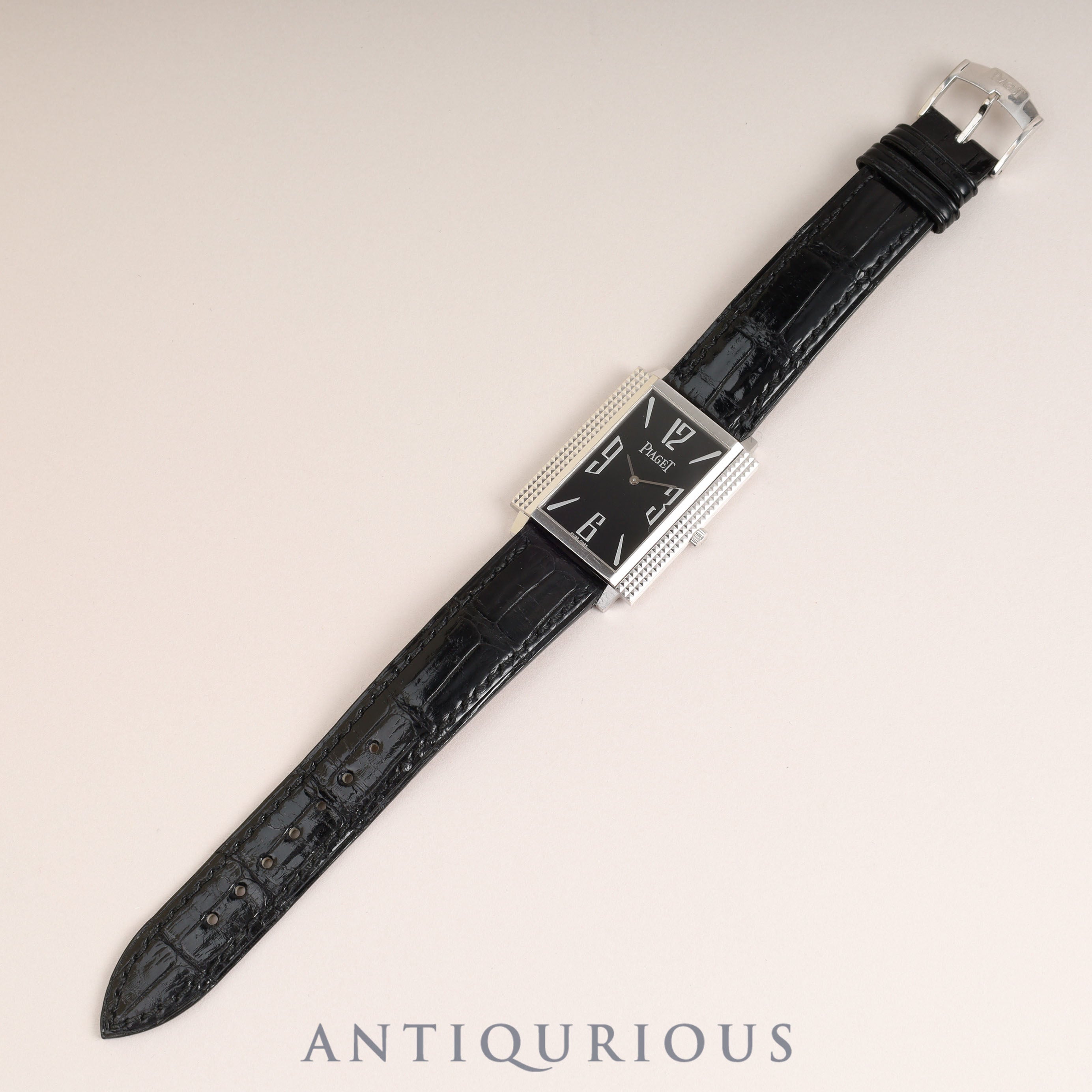 ピアジェ 1967 スクエア 90300 手巻き Cal.430P WG 革 純正尾錠(750)ブラックアラビア文字盤 オーバーホール済み