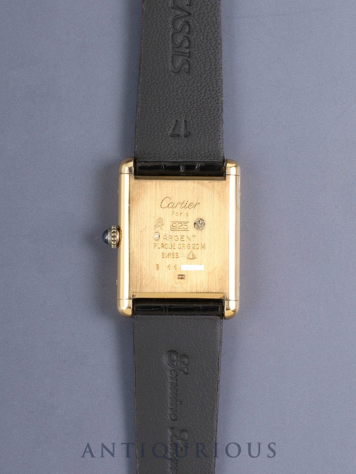 カルティエ マストタンク LM 6 手巻き Cal.78-1 SV925 革 純正ピンバックル(GP)ブラックローマン文字盤(SWISS表記)純正レザーベルト付き オーバーホール済み