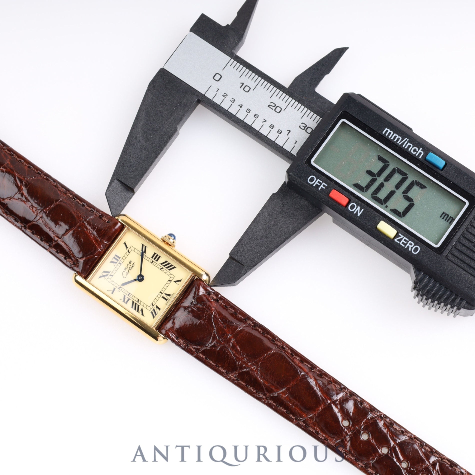 Cartier Must Tank LM QZ 590005 SV925 Leather Genuine Buckle Ivory Roman Dial Complete Service Completed