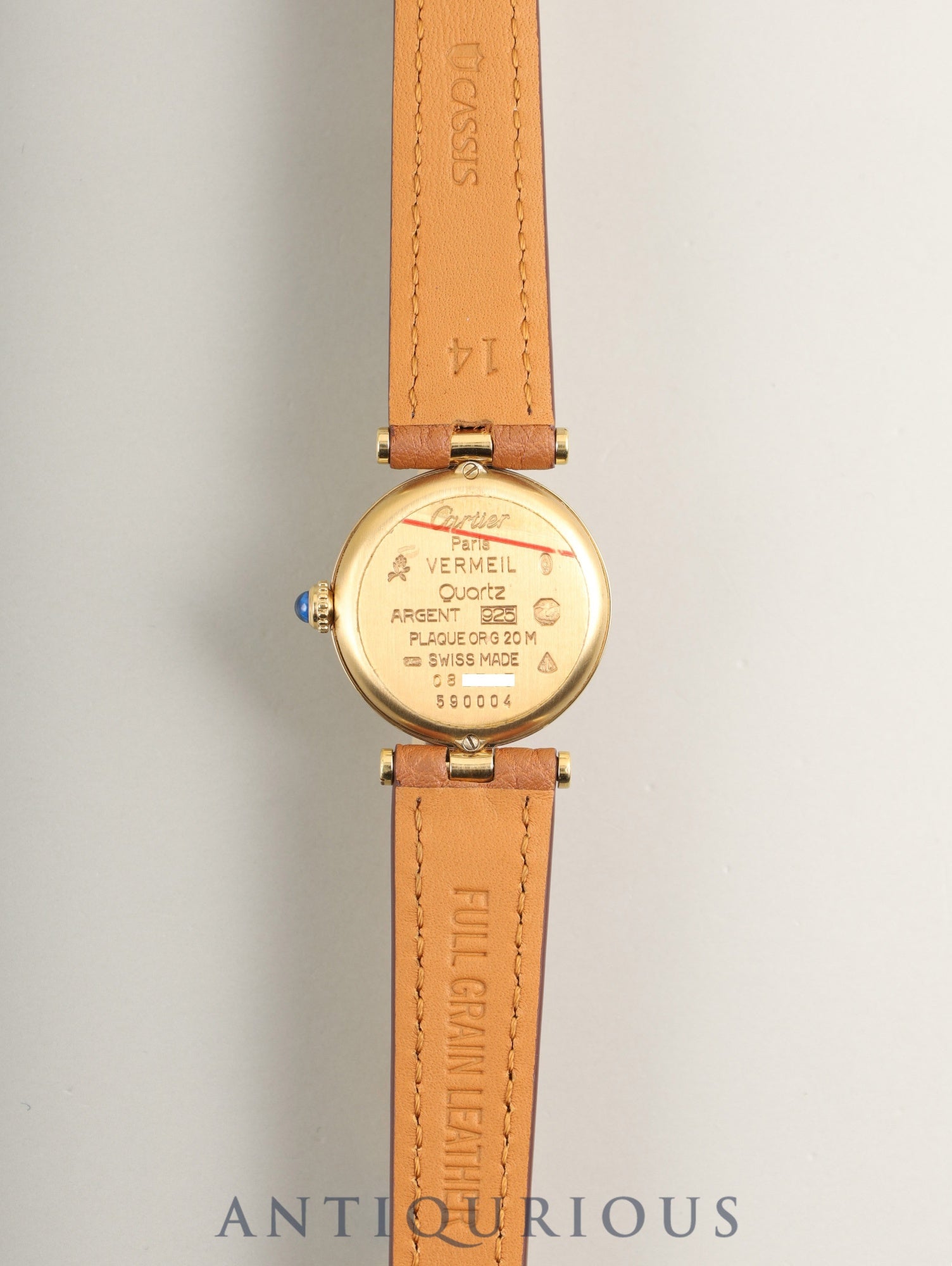 カルティエ マスト ヴァンドーム VLC SM 590004 クォーツ Cal.90 SV925 革 純正尾錠(GP)アイボリーローマン文字盤 オーバーホール済み