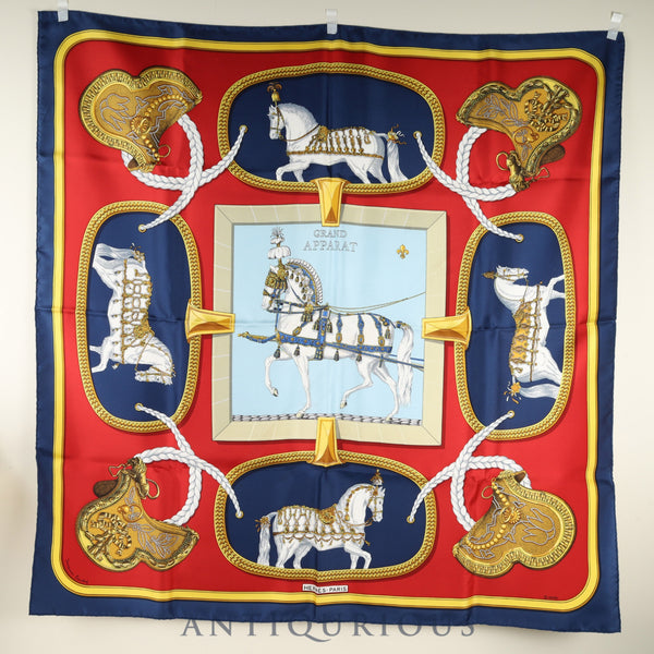 エルメス スカーフ カレ90 GRAND APPARAT 盛装の馬 箱 冊子 SILK100%