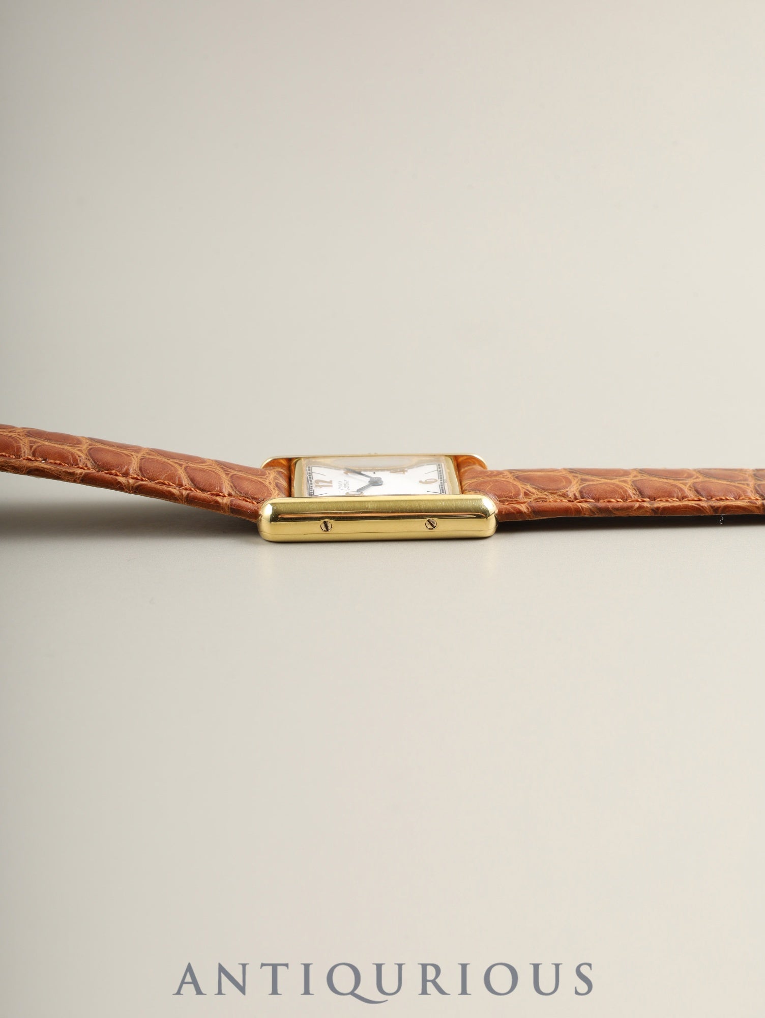 Cartier Must Tank SM 1613 Quartz Caliber 057 SV925 Leather Strap with Genuine D-Clasp (GP) Arabic CC Dial (SWISS Markings) Overhauled and Polished to Look Like New